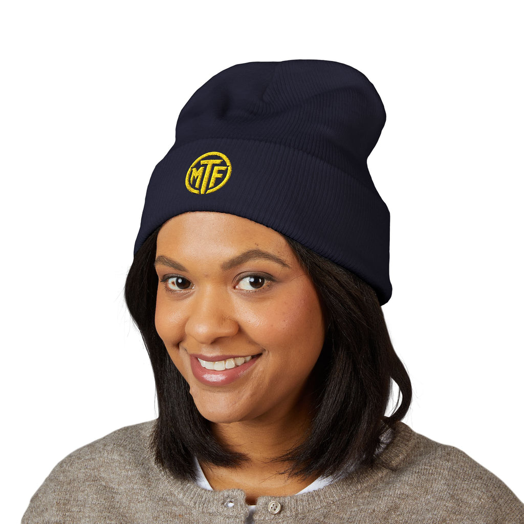 Embroidered Monogram Cuffed Beanie — Classic Knit Winter Hat
