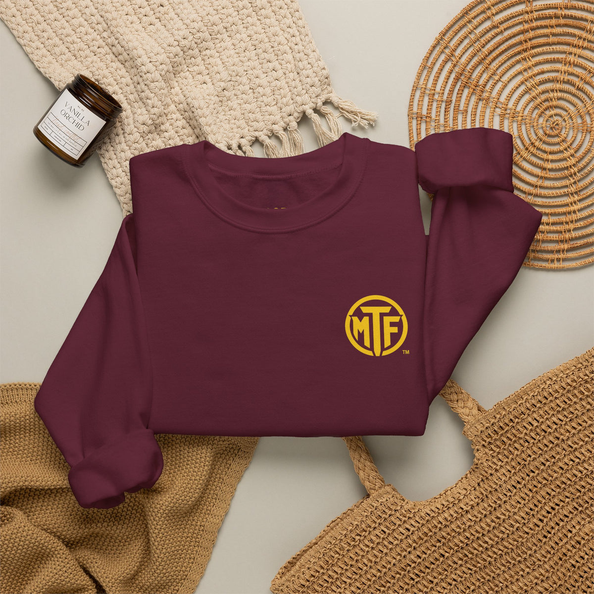 Crewneck Sweatshirt — "Unfinished by Design" Minimal Logo Pullover