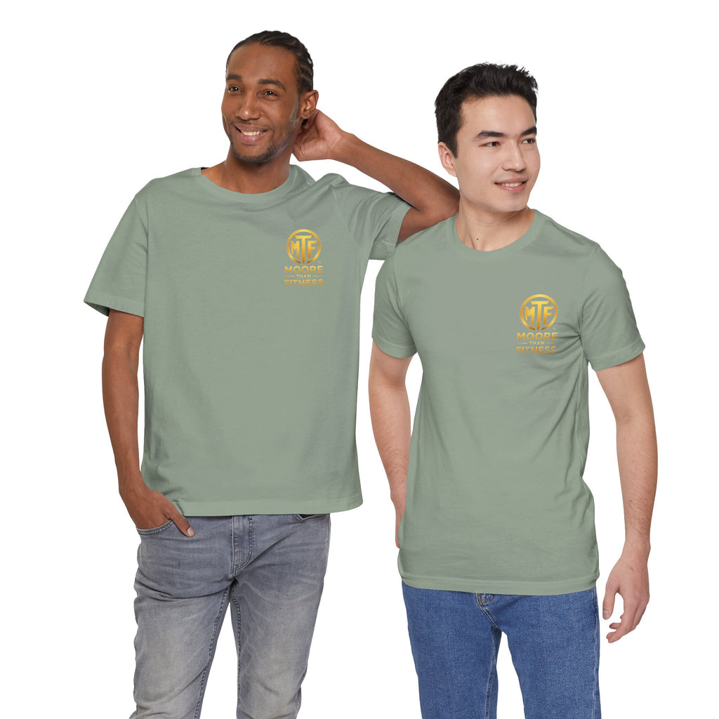 Moore Than Fitness Tee – Gold Logo Short Sleeve Shirt