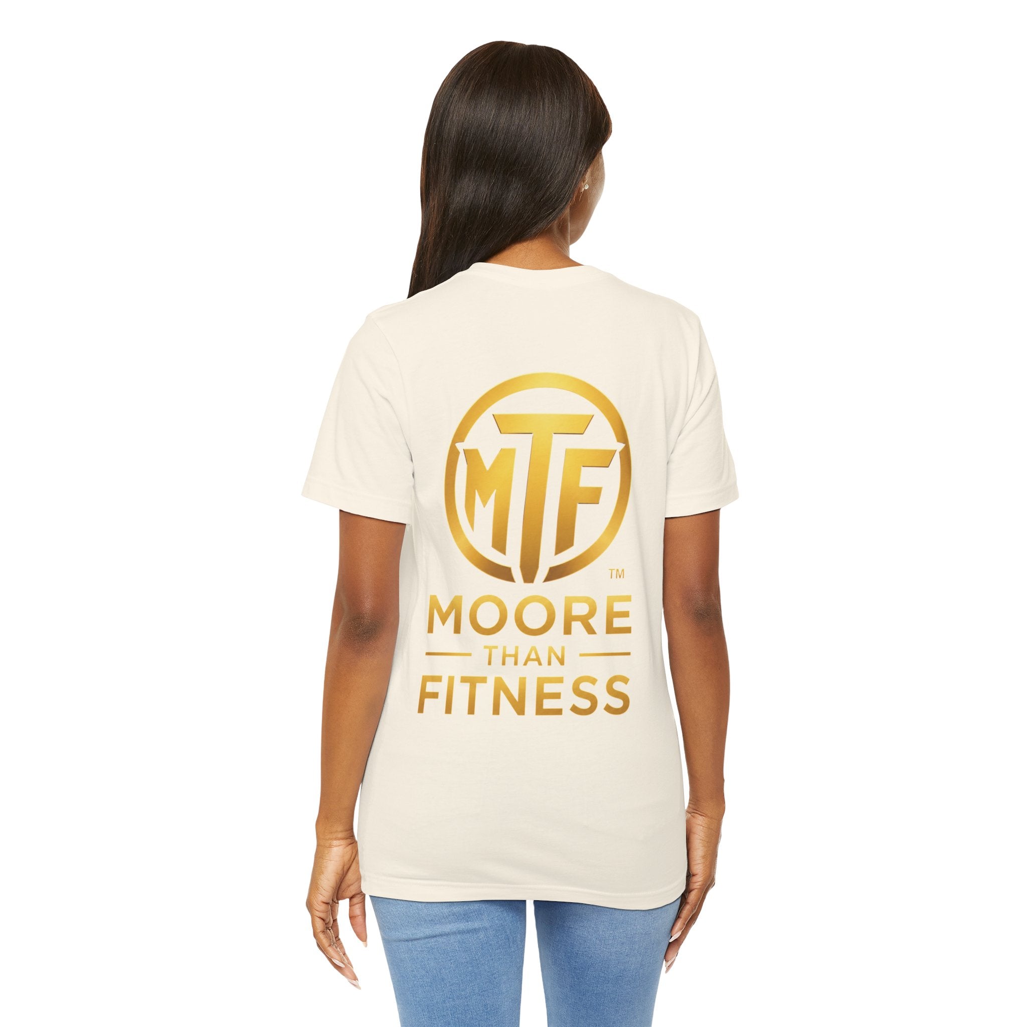 Moore Than Fitness Tee – Gold Logo Short Sleeve Shirt