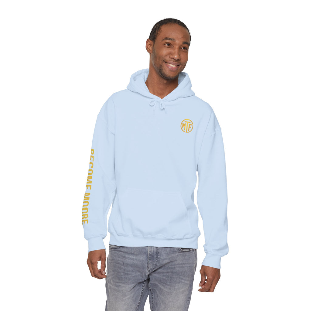 Signature Moore Than Fitness Logo Hoodie — "Become Moore" Sleeve Pullover