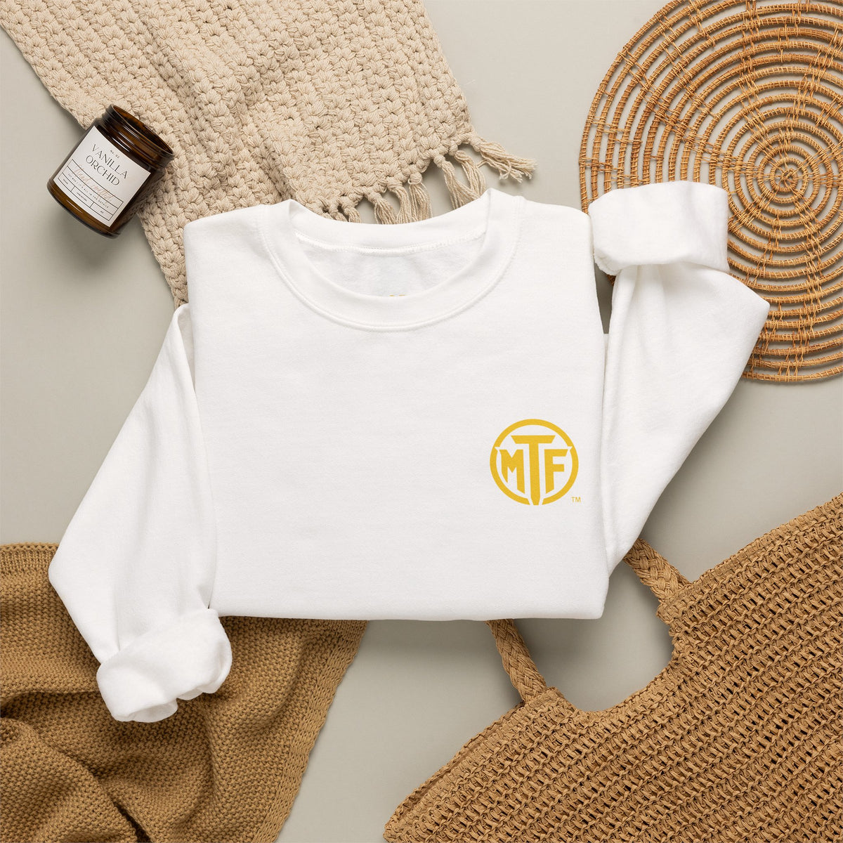 Crewneck Sweatshirt — "Unfinished by Design" Minimal Logo Pullover