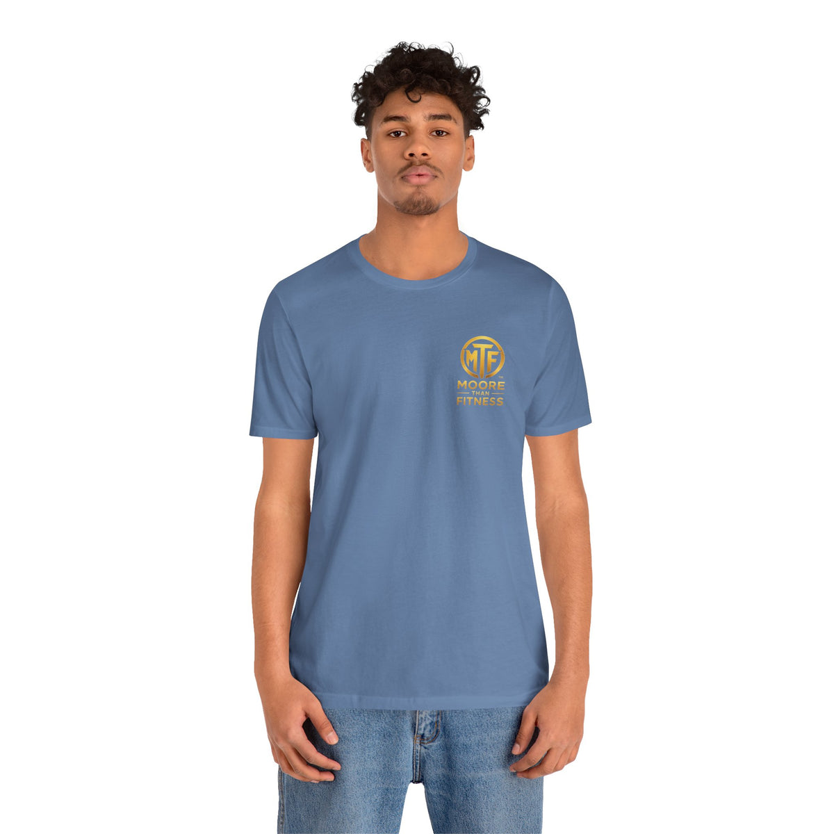 Moore Than Fitness Tee – Gold Logo Short Sleeve Shirt
