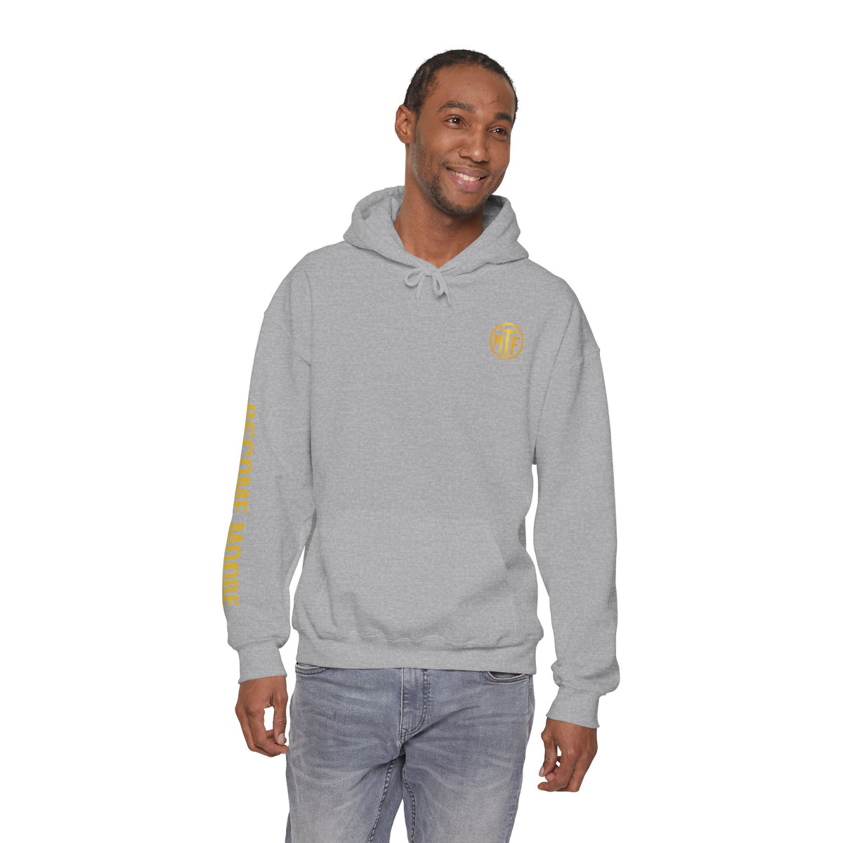 Signature Moore Than Fitness Logo Hoodie — "Become Moore" Sleeve Pullover