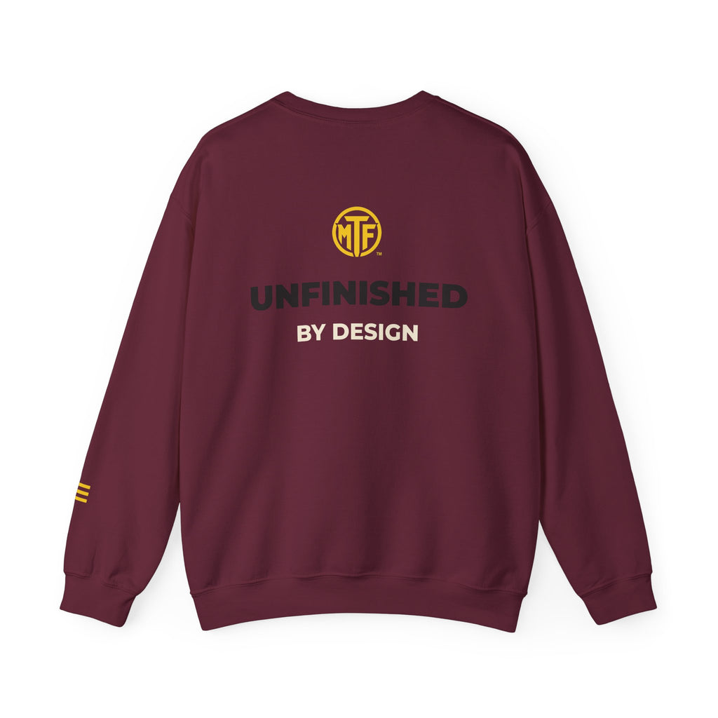 Crewneck Sweatshirt — "Unfinished by Design" Minimal Logo Pullover