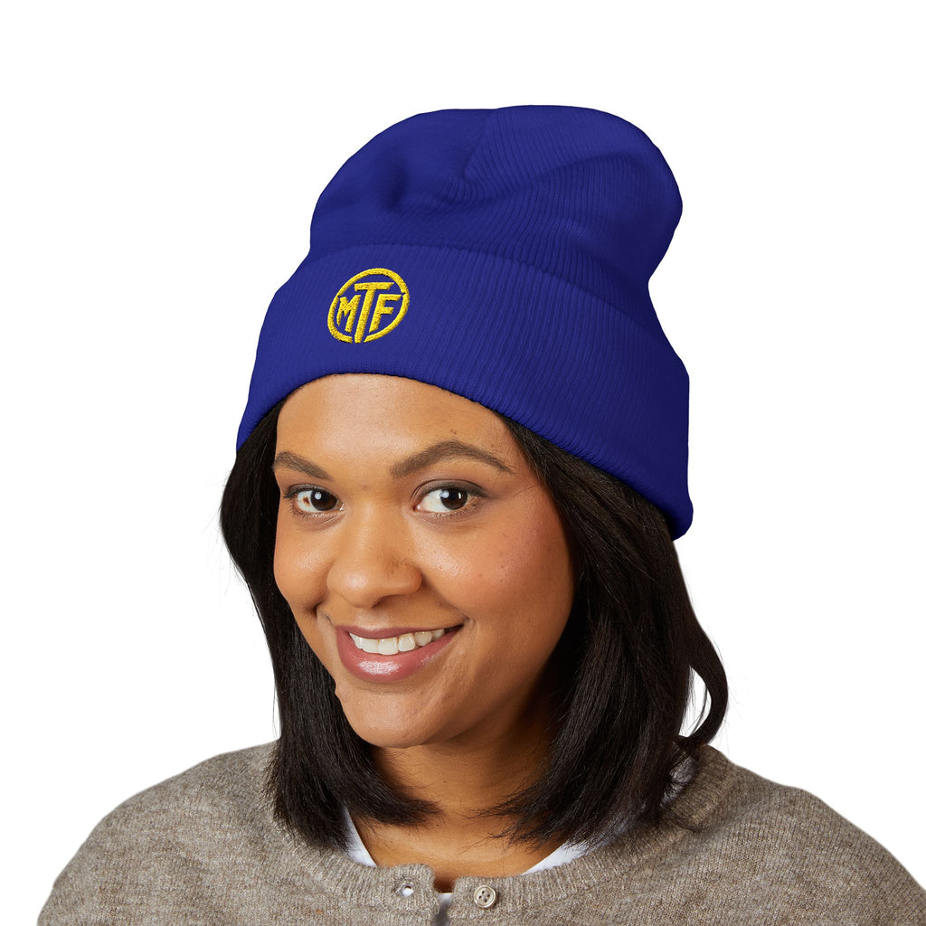 Embroidered Monogram Cuffed Beanie — Classic Knit Winter Hat