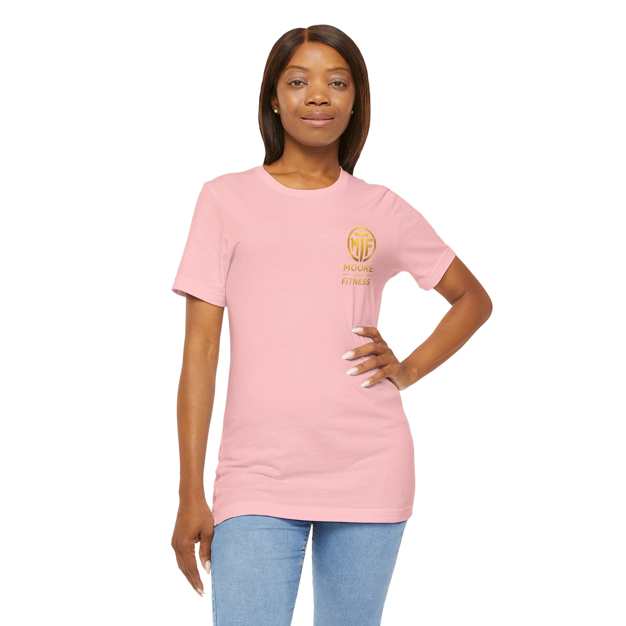 Moore Than Fitness Tee – Gold Logo Short Sleeve Shirt