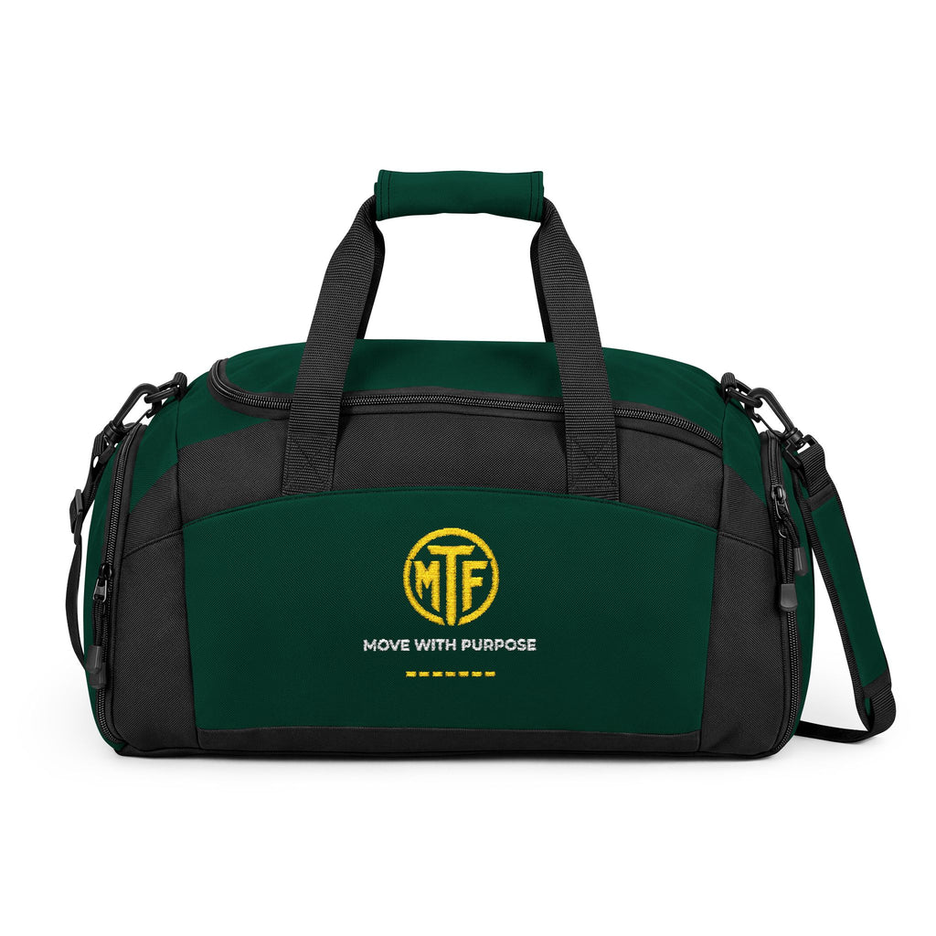 Embroidered Move With Purpose Gym Bag — Black Duffle for Fitness & Travel