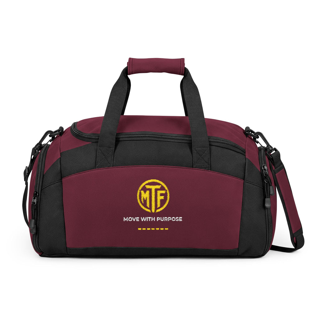 Embroidered Move With Purpose Gym Bag — Black Duffle for Fitness & Travel