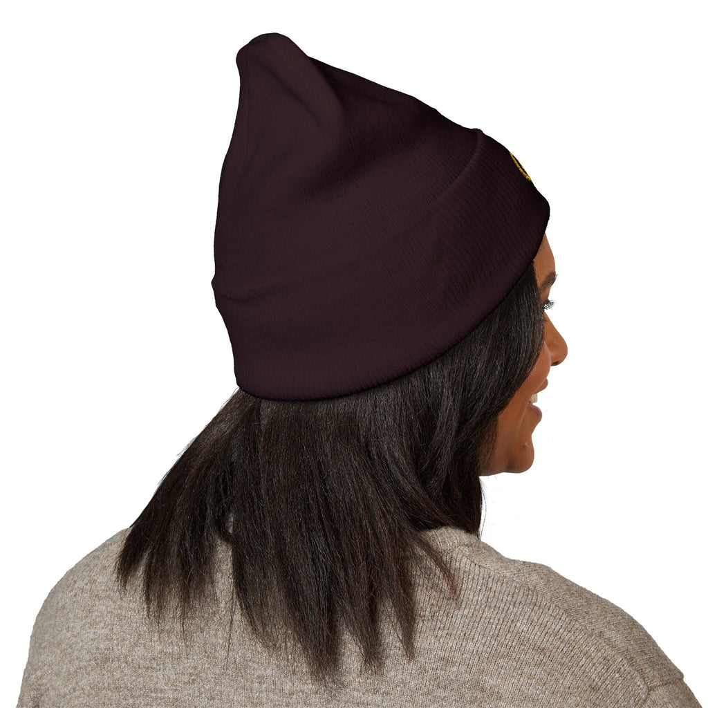 Embroidered Monogram Cuffed Beanie — Classic Knit Winter Hat