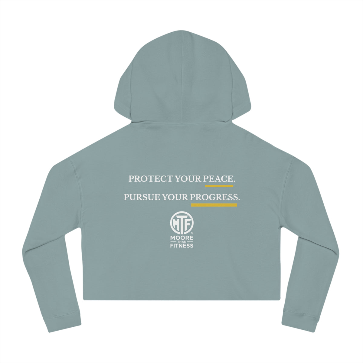 Moore Fitness Cropped Hoodie — "Protect Your Peace, Pursue Your Progress" Women's Athletic Hoodie