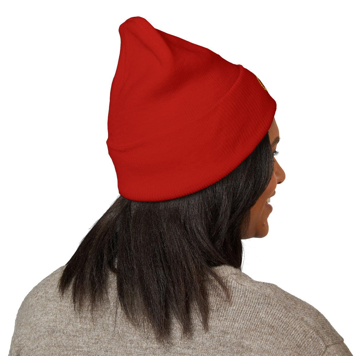 Embroidered Monogram Cuffed Beanie — Classic Knit Winter Hat