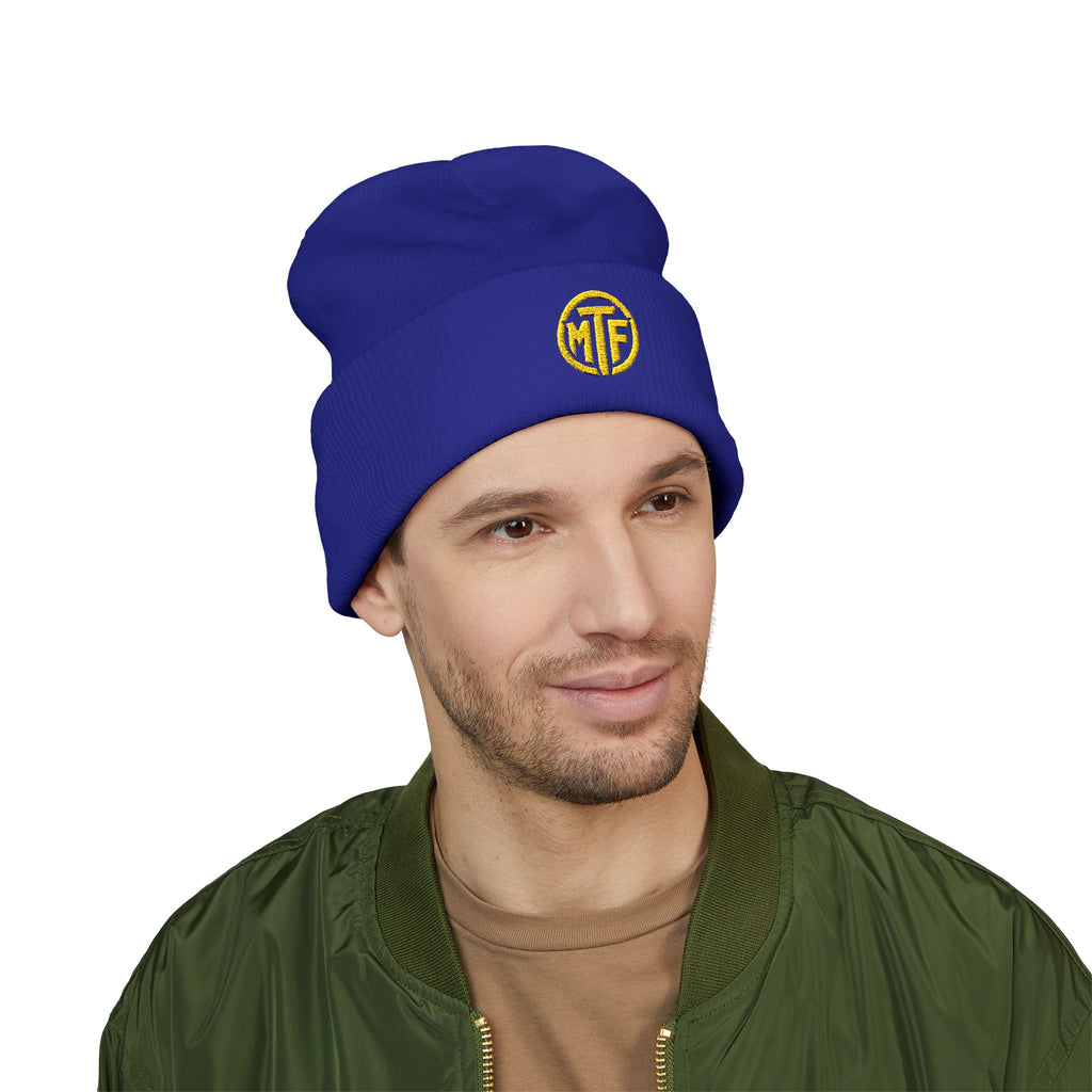 Embroidered Monogram Cuffed Beanie — Classic Knit Winter Hat