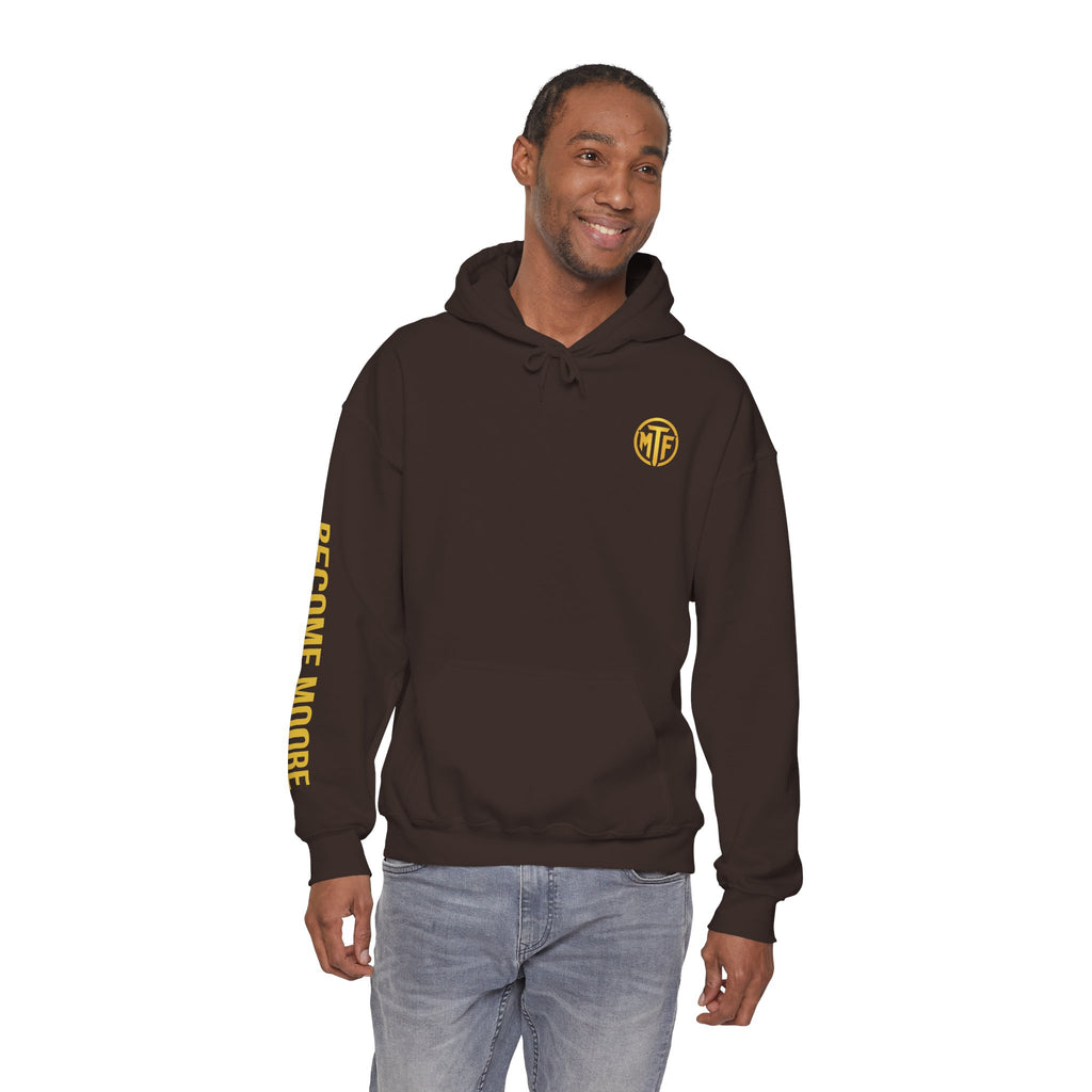 Signature Moore Than Fitness Logo Hoodie — "Become Moore" Sleeve Pullover