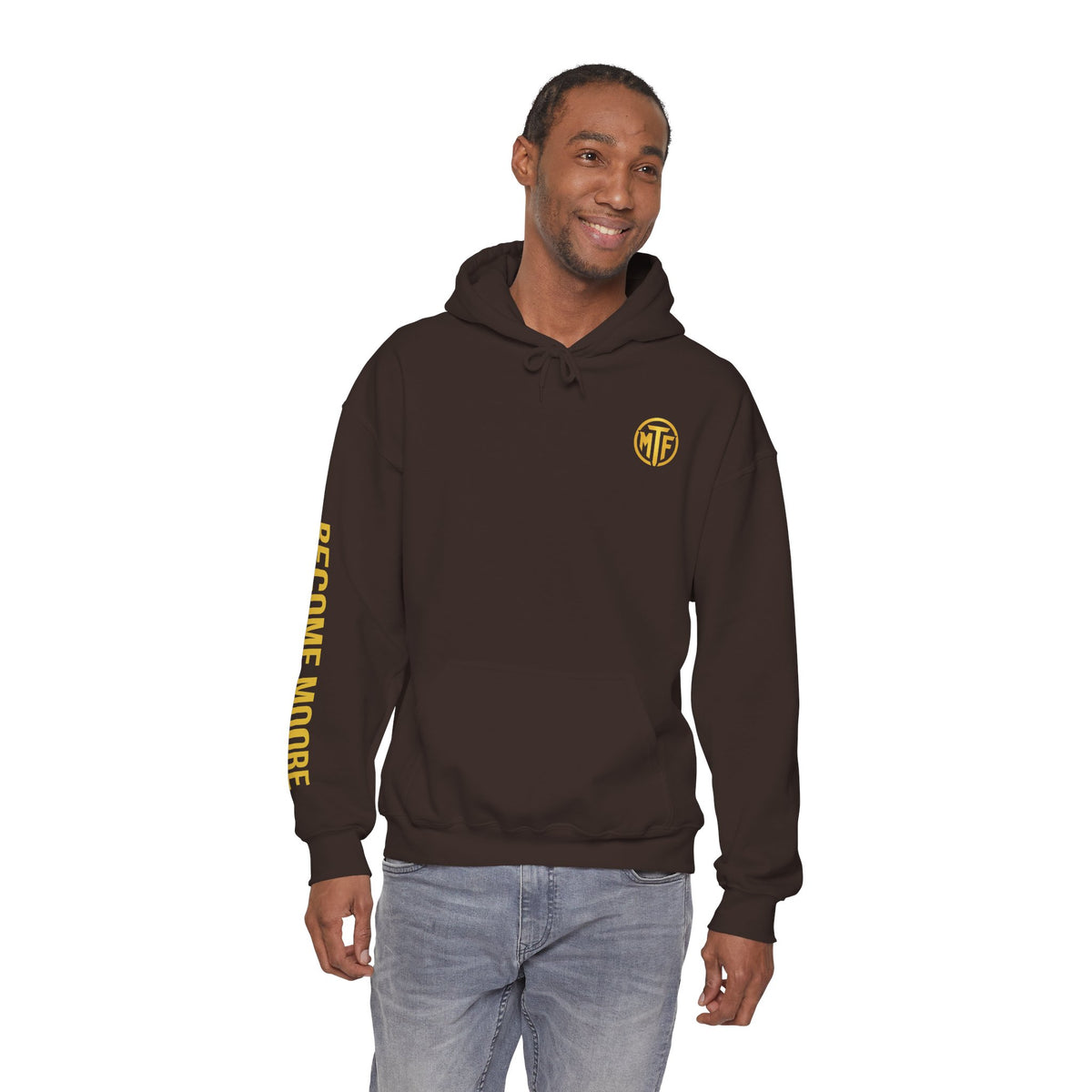 Signature Moore Than Fitness Logo Hoodie — "Become Moore" Sleeve Pullover