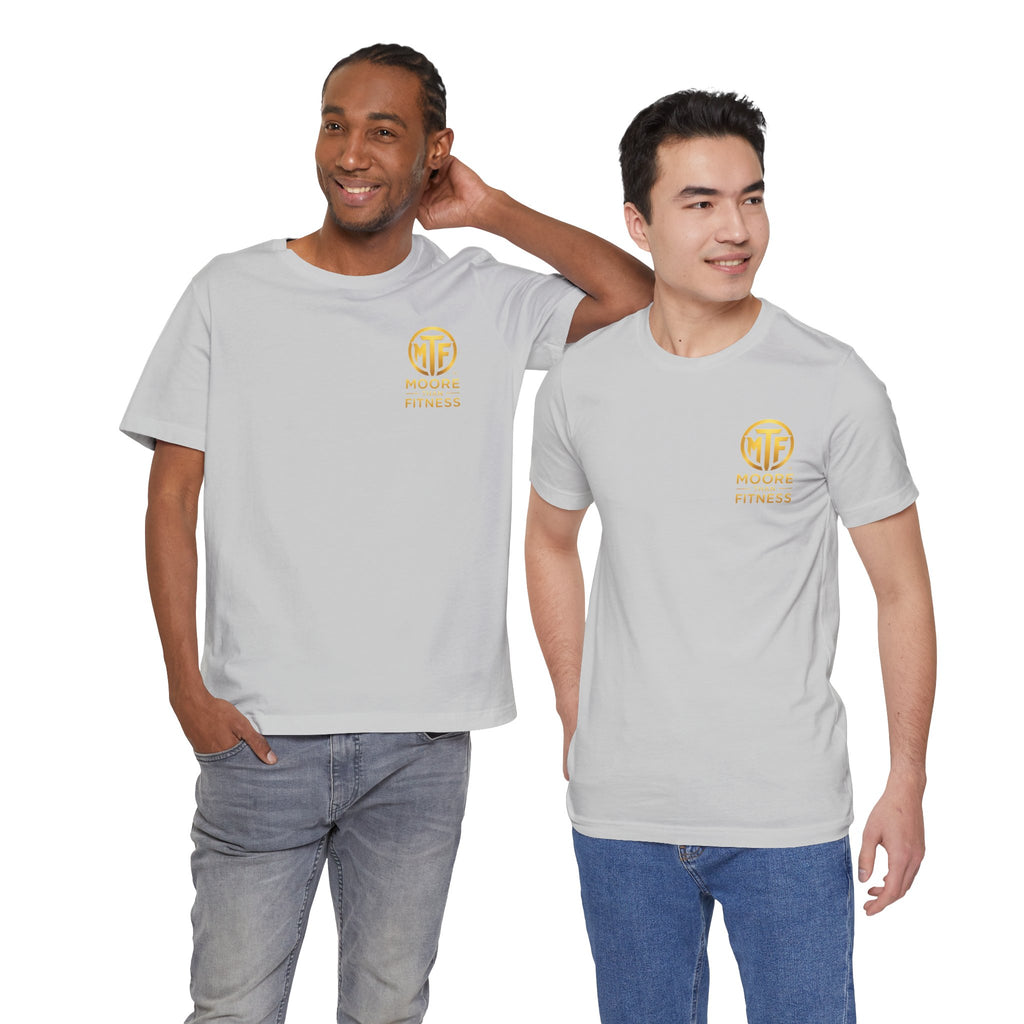 Moore Than Fitness Tee – Gold Logo Short Sleeve Shirt