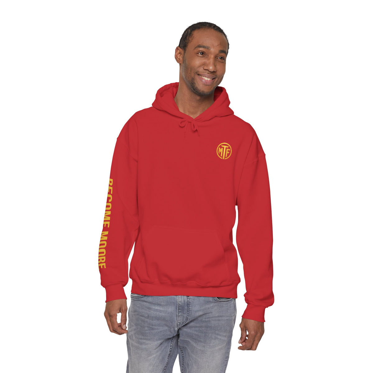 Signature Moore Than Fitness Logo Hoodie — "Become Moore" Sleeve Pullover