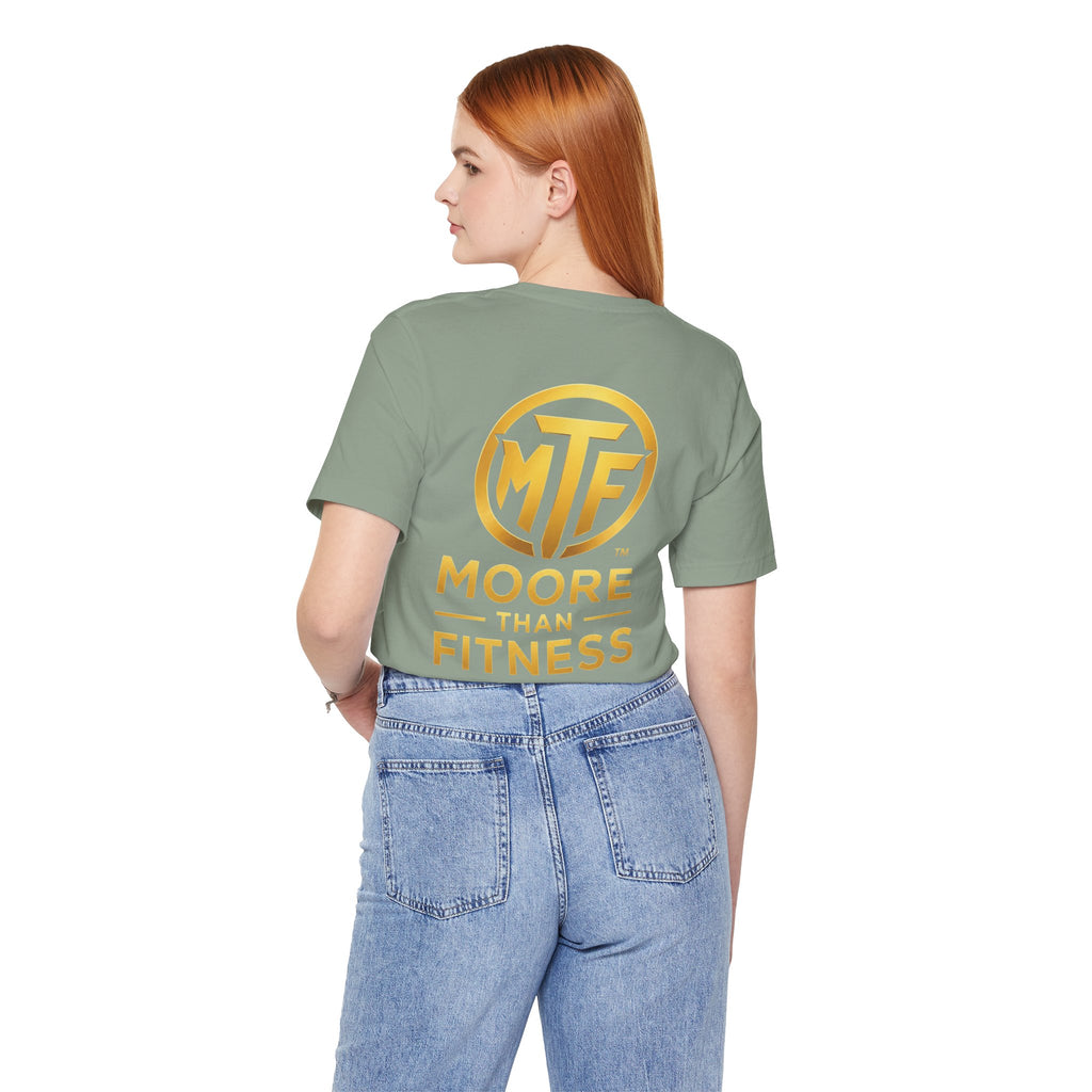 Moore Than Fitness Tee – Gold Logo Short Sleeve Shirt