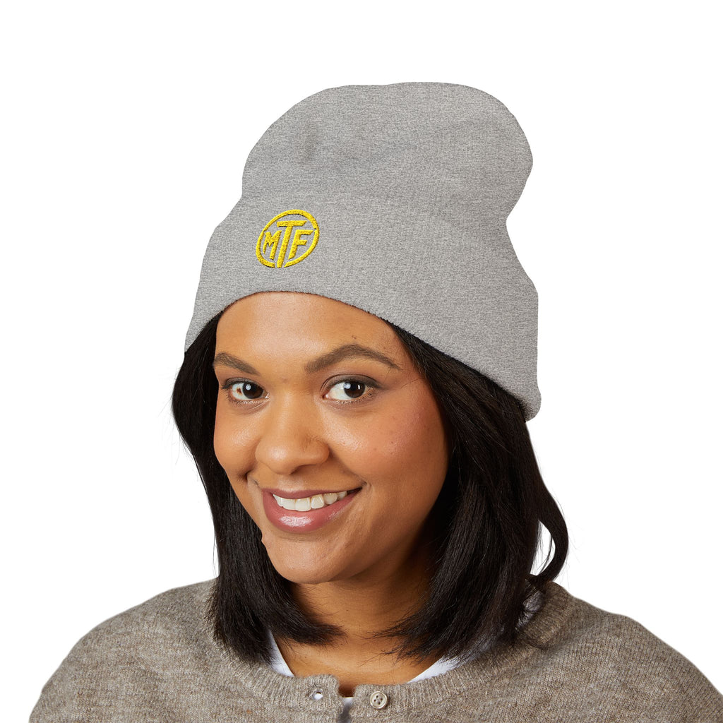 Embroidered Monogram Cuffed Beanie — Classic Knit Winter Hat