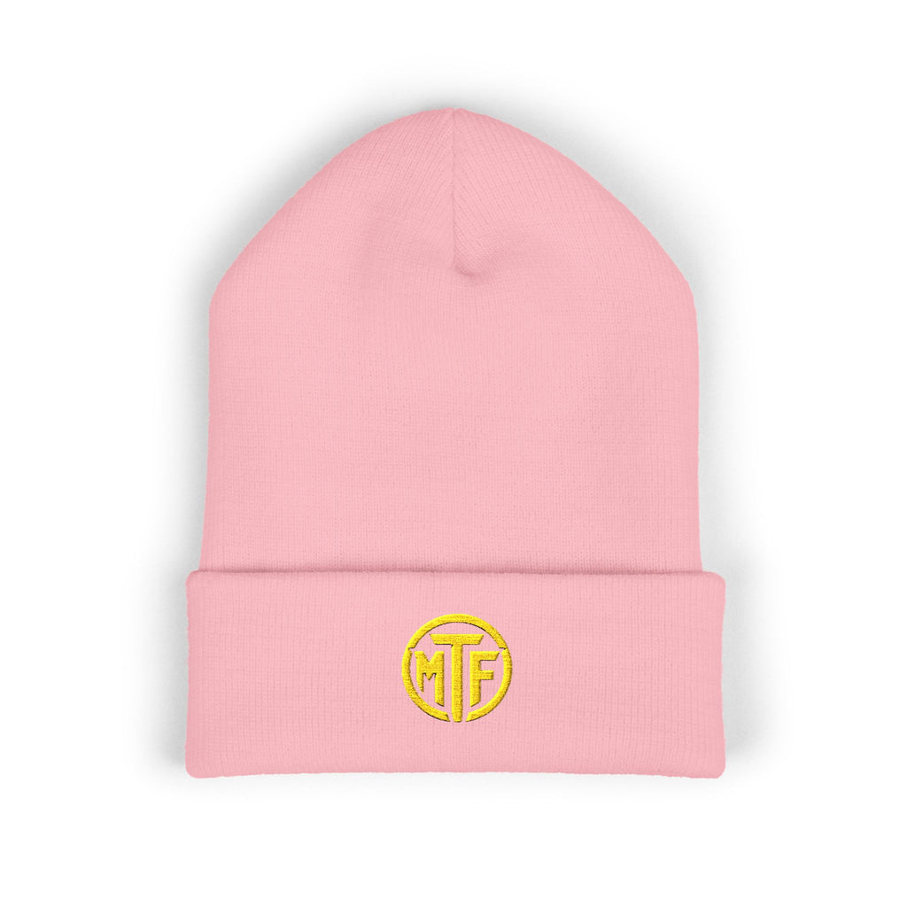 Embroidered Monogram Cuffed Beanie — Classic Knit Winter Hat