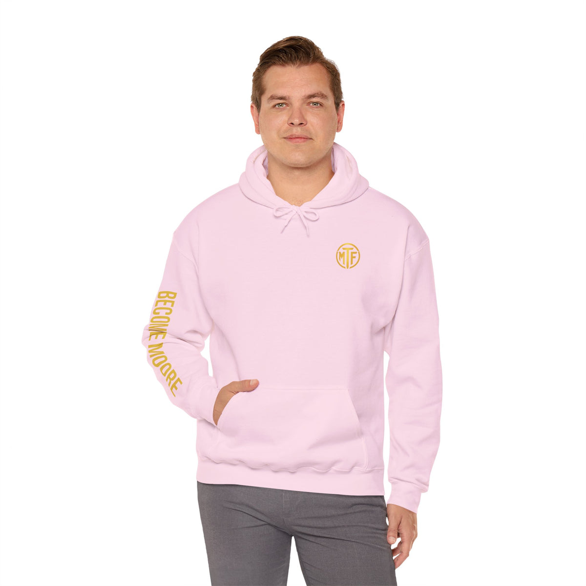 Signature Moore Than Fitness Logo Hoodie — "Become Moore" Sleeve Pullover