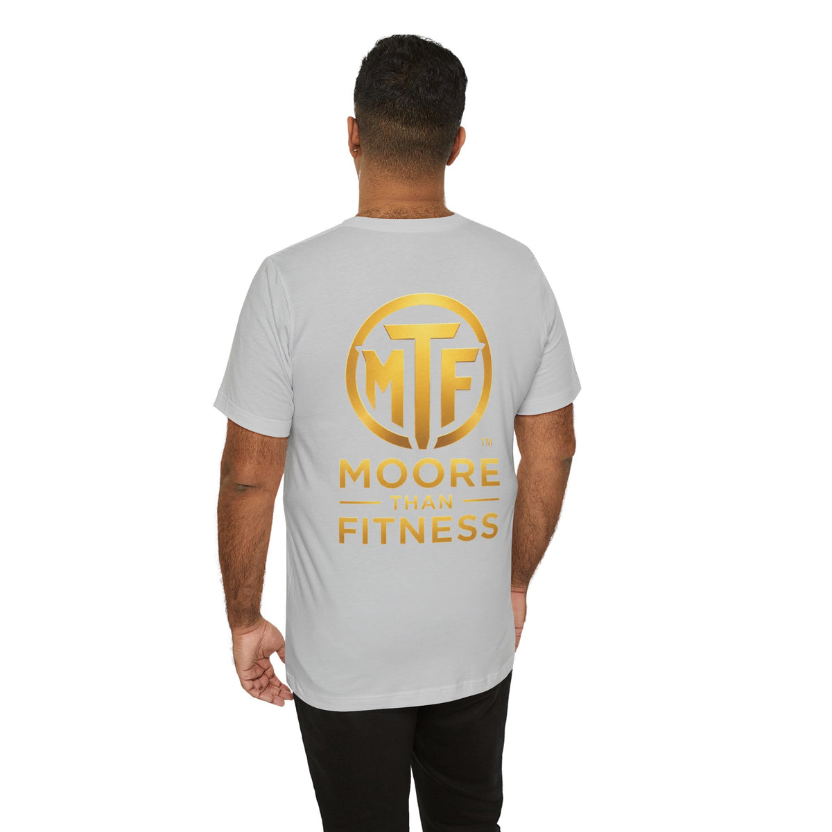 Moore Than Fitness Tee – Gold Logo Short Sleeve Shirt