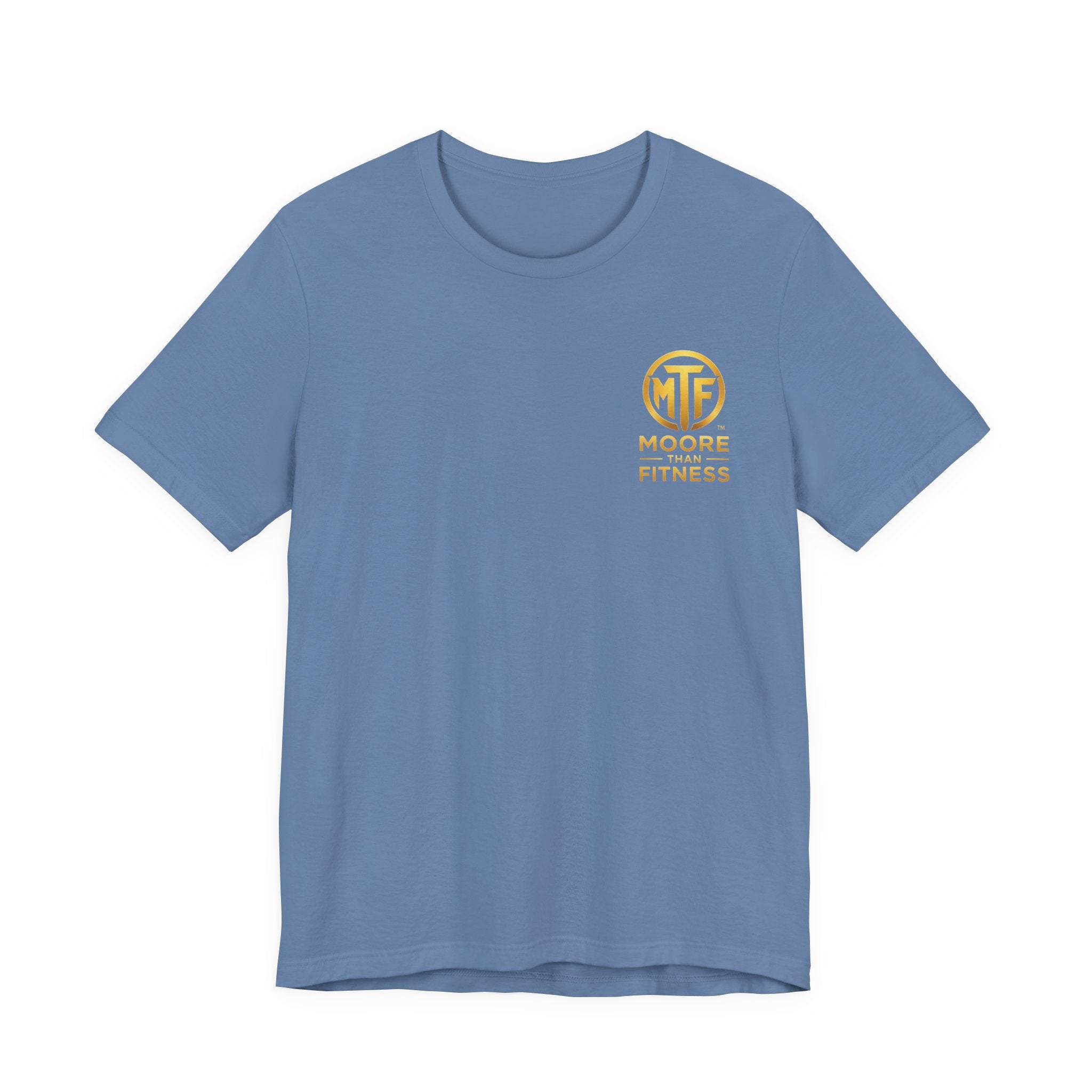 Moore Than Fitness Tee – Gold Logo Short Sleeve Shirt
