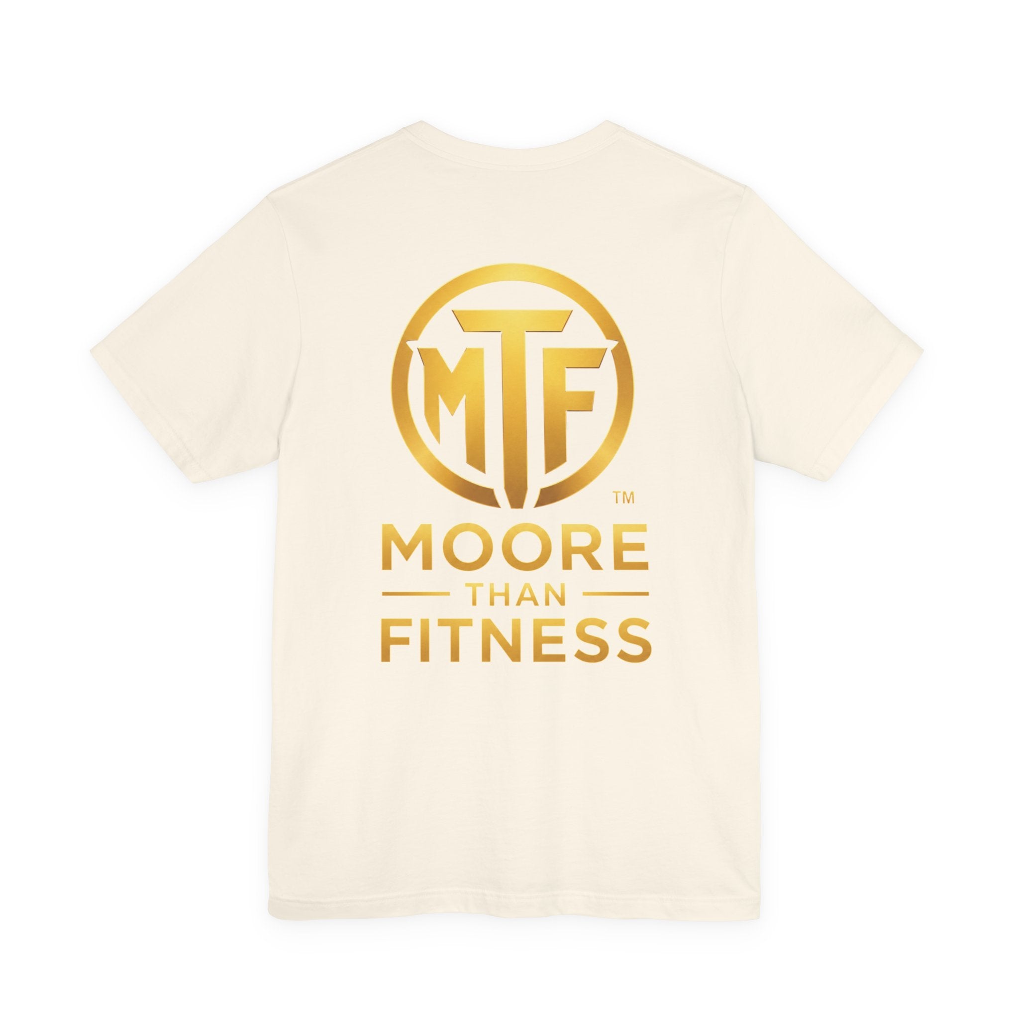Moore Than Fitness Tee – Gold Logo Short Sleeve Shirt