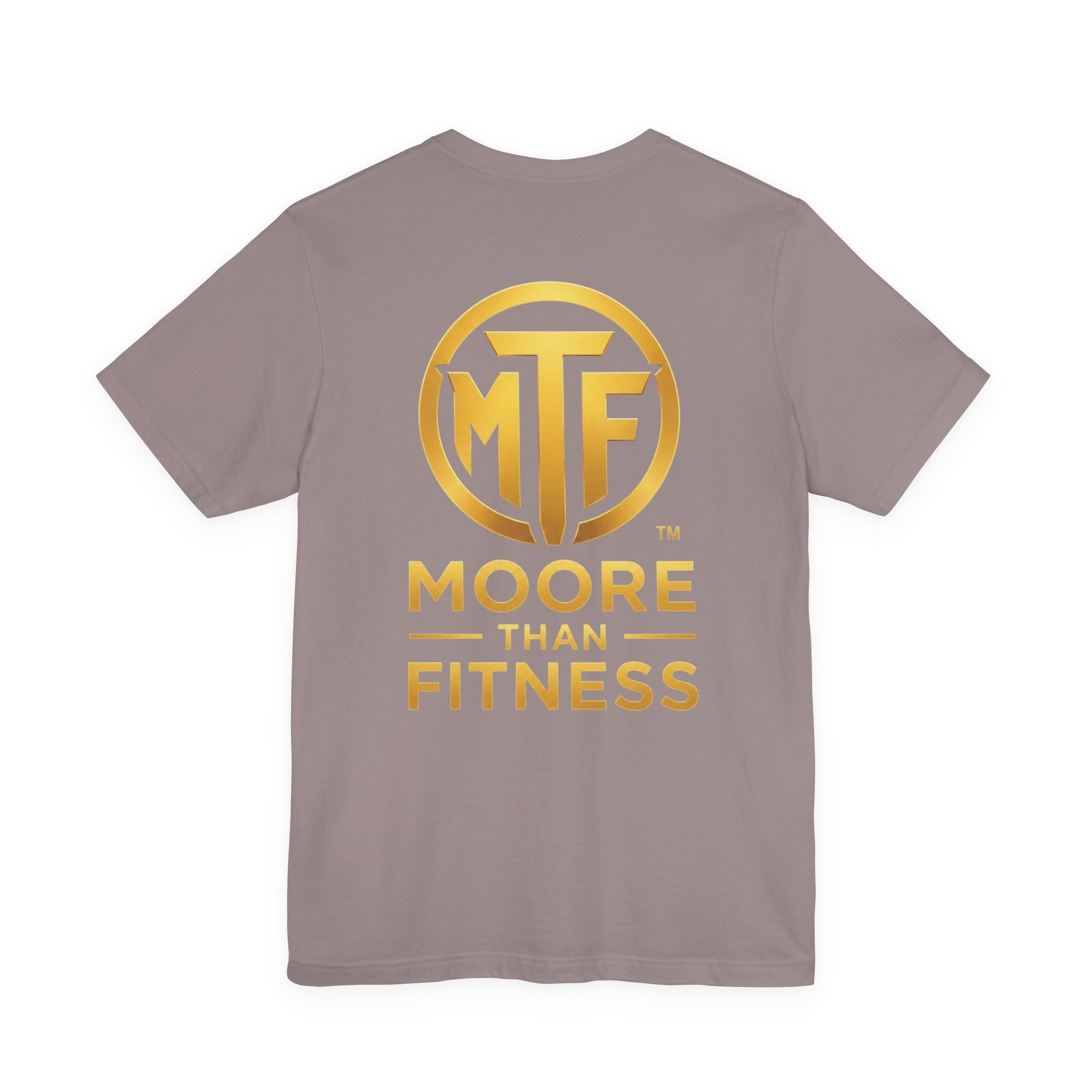 Moore Than Fitness Tee – Gold Logo Short Sleeve Shirt