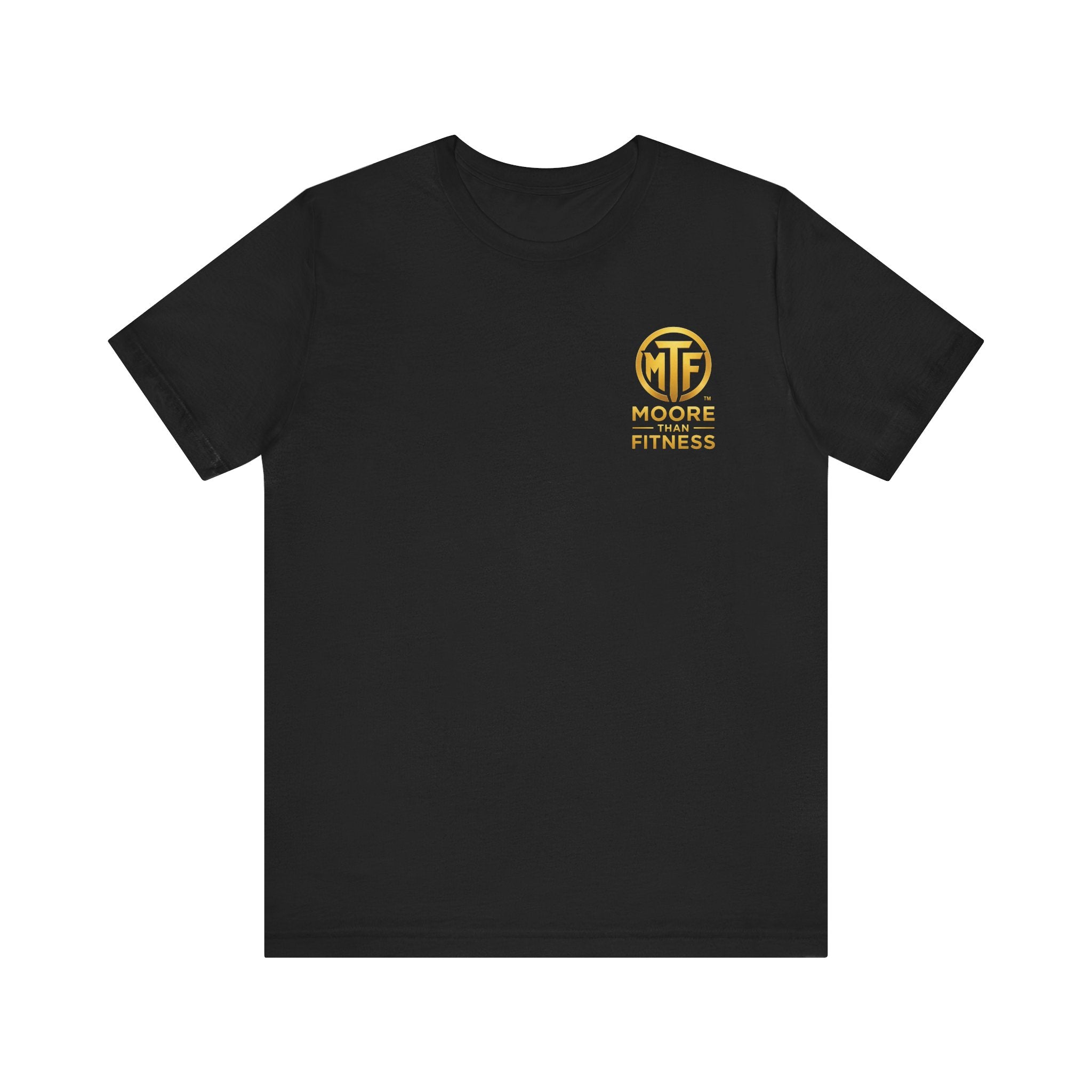 Moore Than Fitness Tee – Gold Logo Short Sleeve Shirt