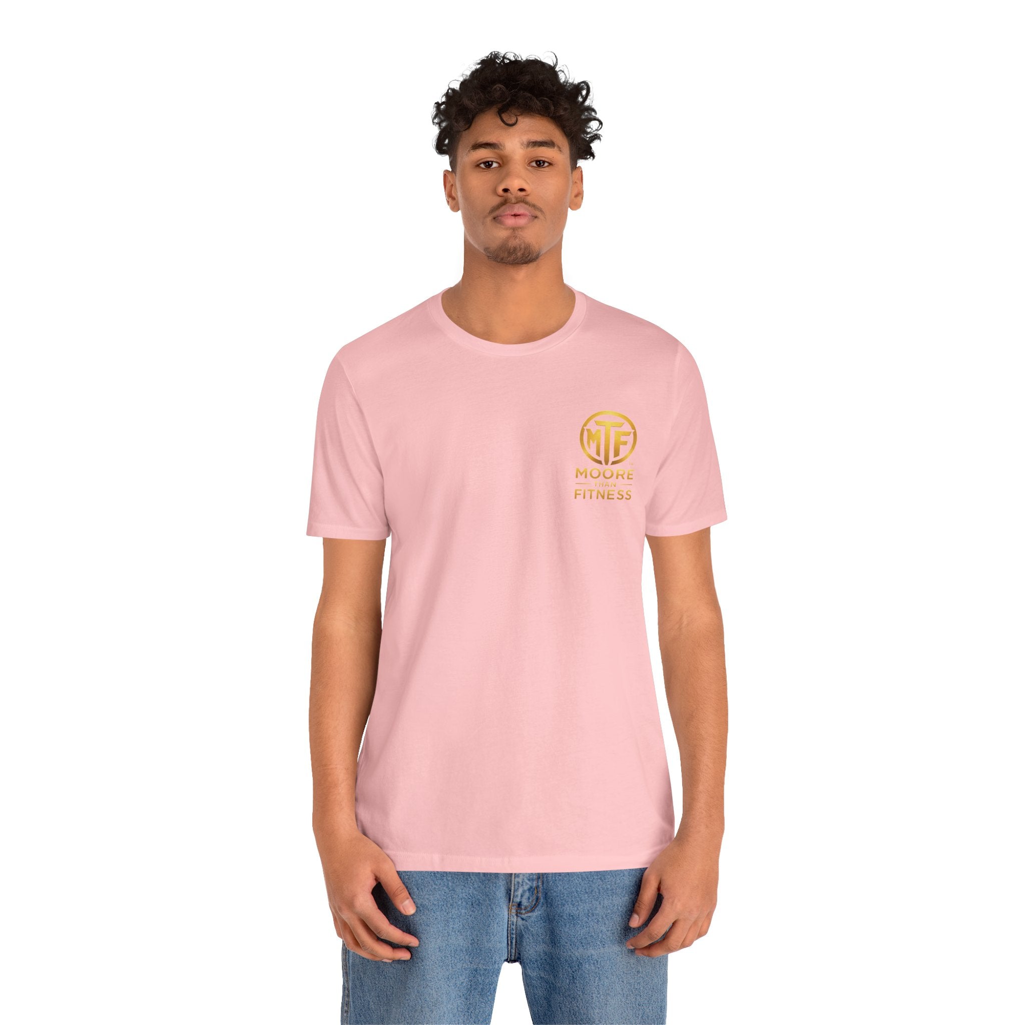Moore Than Fitness Tee – Gold Logo Short Sleeve Shirt