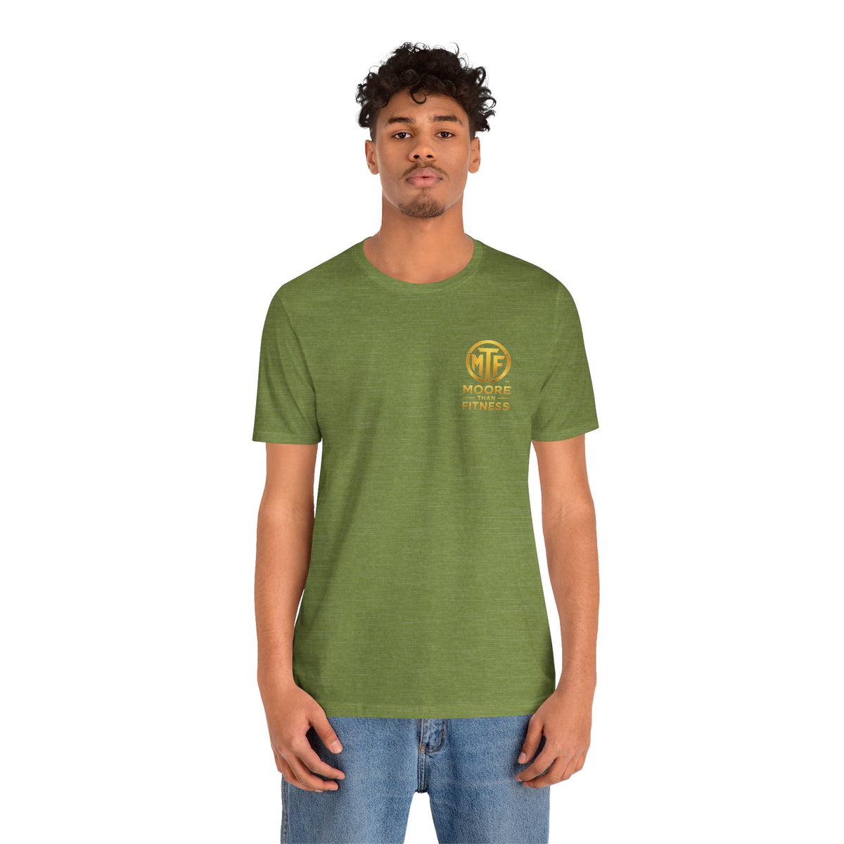Moore Than Fitness Tee – Gold Logo Short Sleeve Shirt