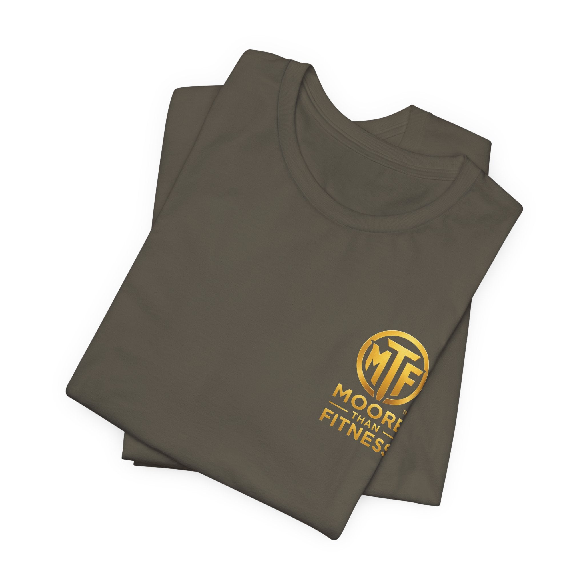 Moore Than Fitness Tee – Gold Logo Short Sleeve Shirt