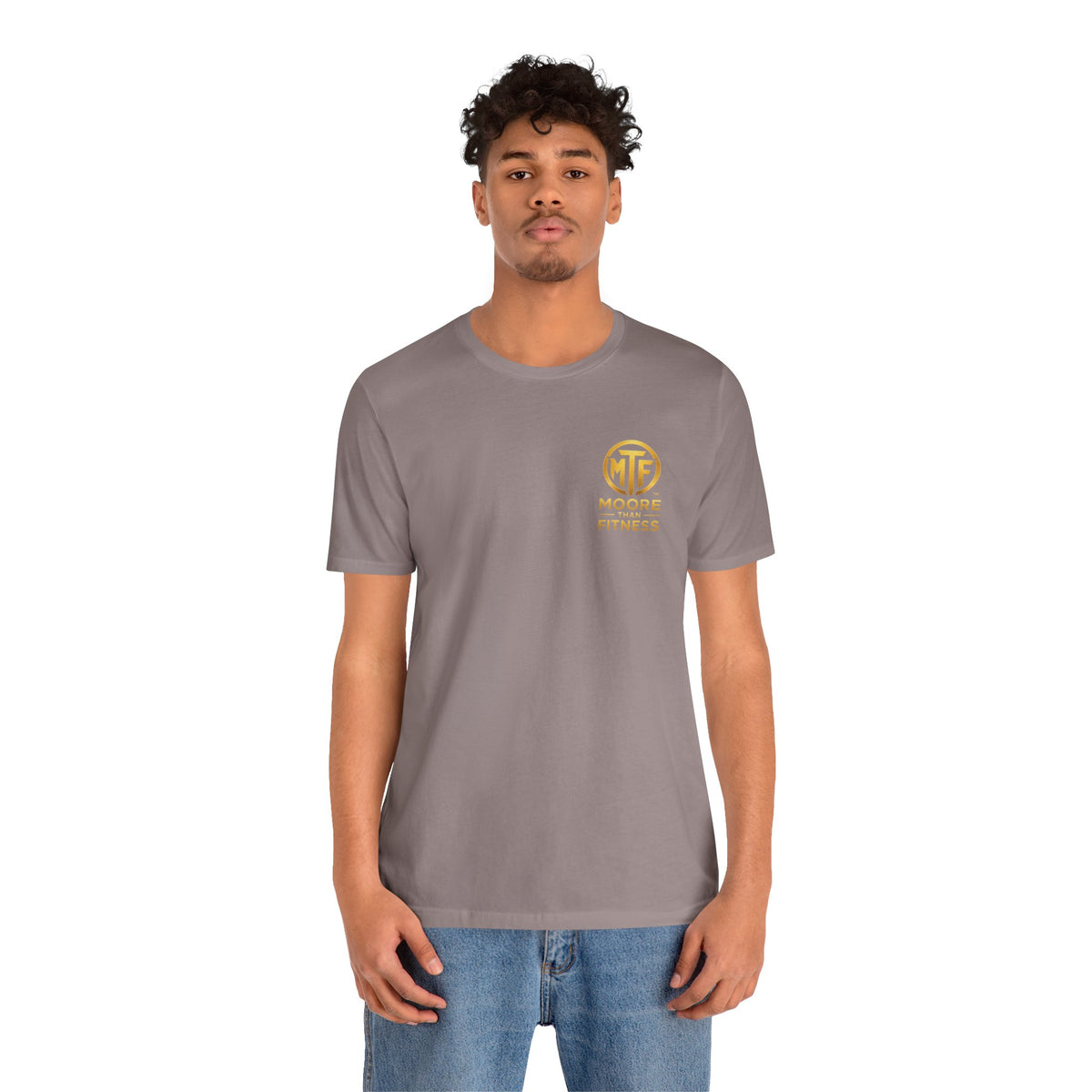 Moore Than Fitness Tee – Gold Logo Short Sleeve Shirt