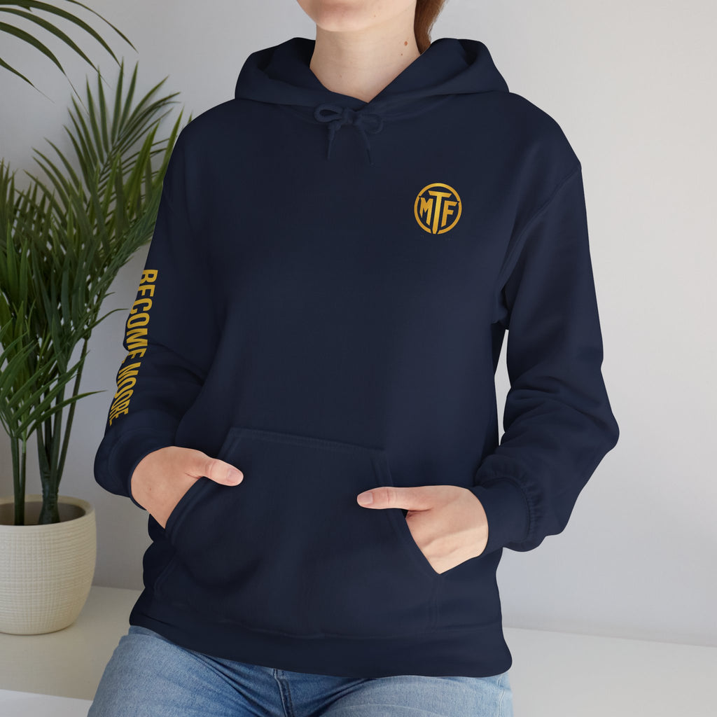 Signature Moore Than Fitness Logo Hoodie — "Become Moore" Sleeve Pullover