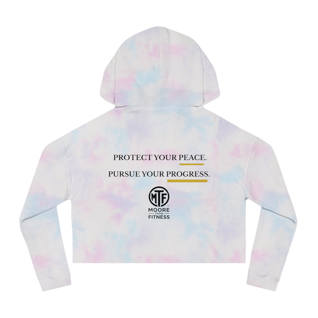 Moore Fitness Cropped Hoodie — "Protect Your Peace, Pursue Your Progress" Women's Athletic Hoodie