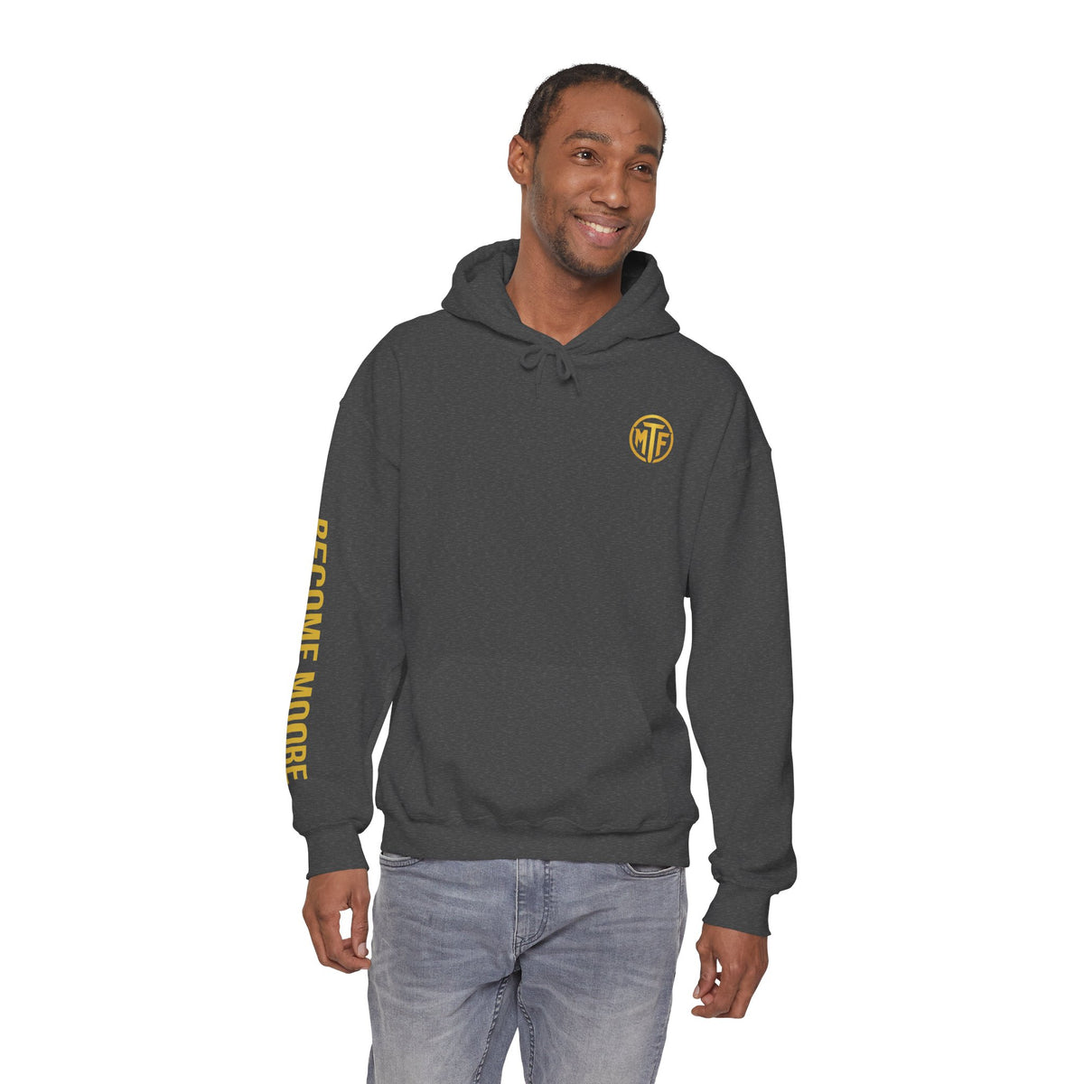 Signature Moore Than Fitness Logo Hoodie — "Become Moore" Sleeve Pullover