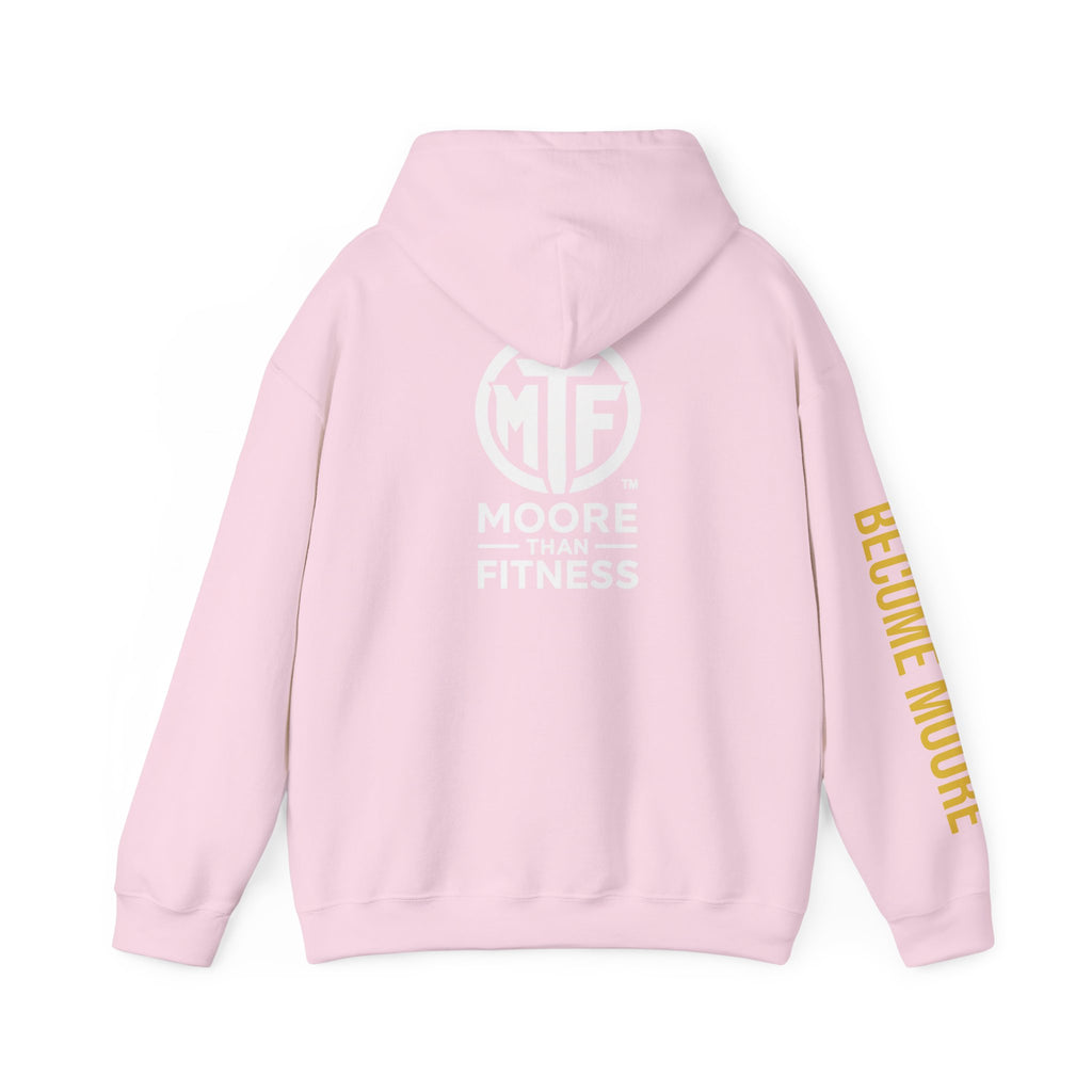 Signature Moore Than Fitness Logo Hoodie — "Become Moore" Sleeve Pullover