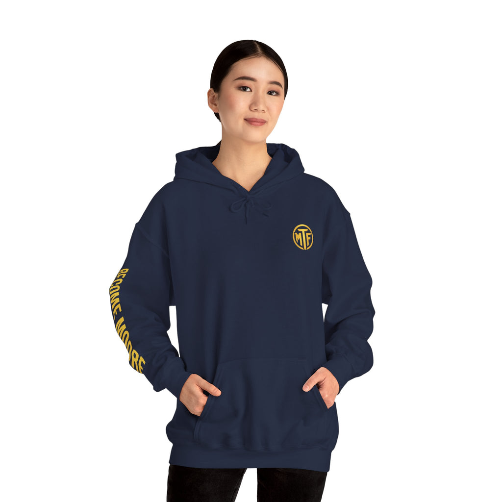 Signature Moore Than Fitness Logo Hoodie — "Become Moore" Sleeve Pullover