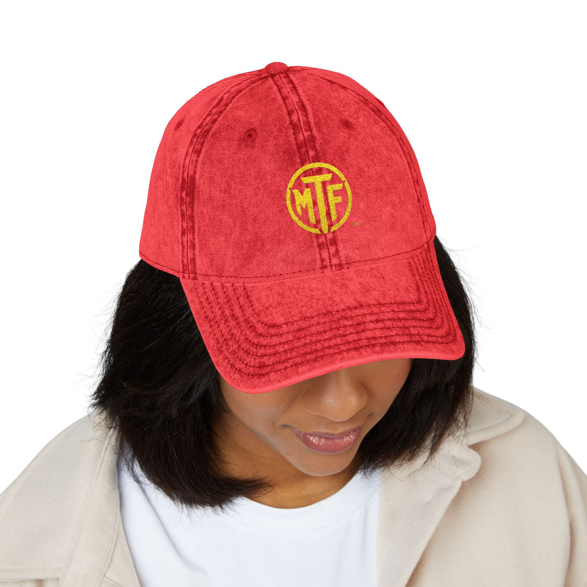 Vintage Embroidered Cap — Distressed Monogram Dad Hat