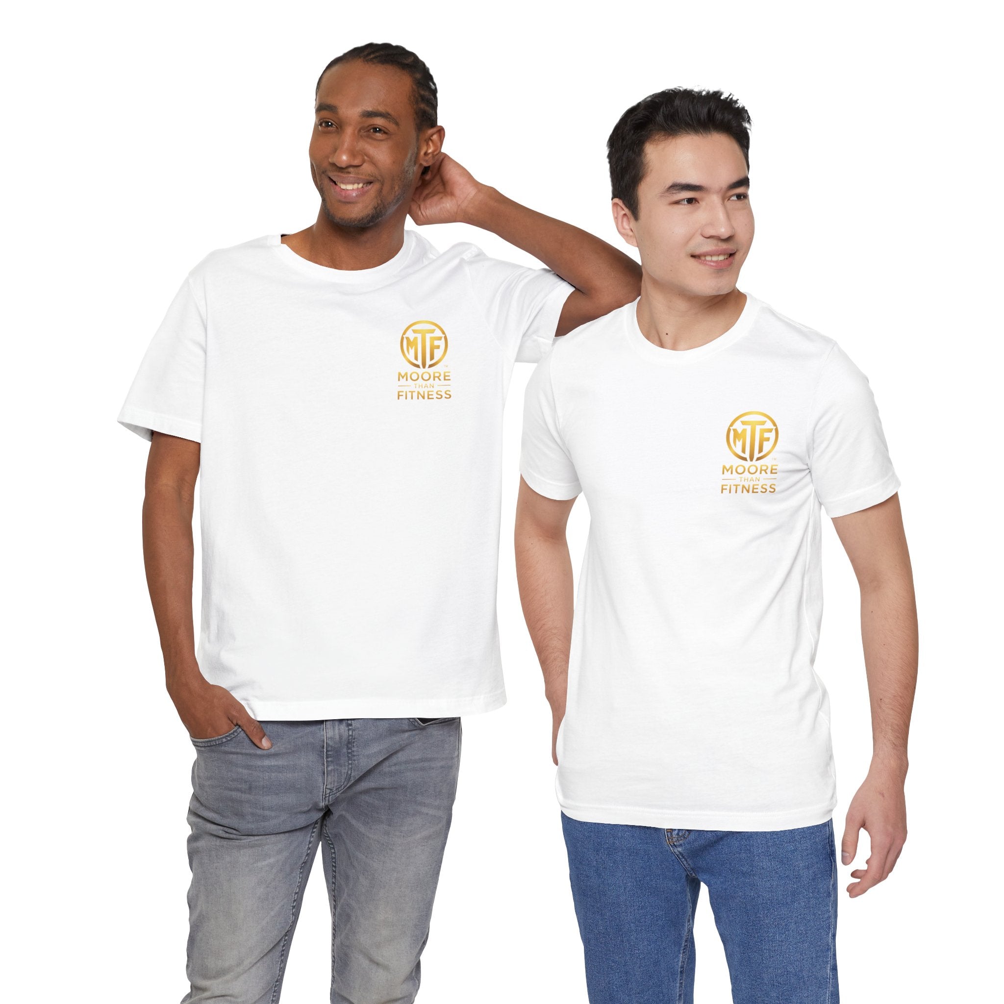 Moore Than Fitness Tee – Gold Logo Short Sleeve Shirt