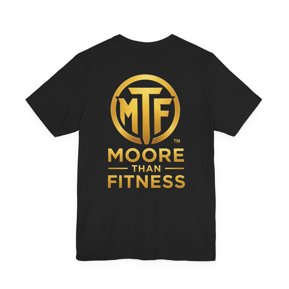 Moore Than Fitness Tee – Gold Logo Short Sleeve Shirt