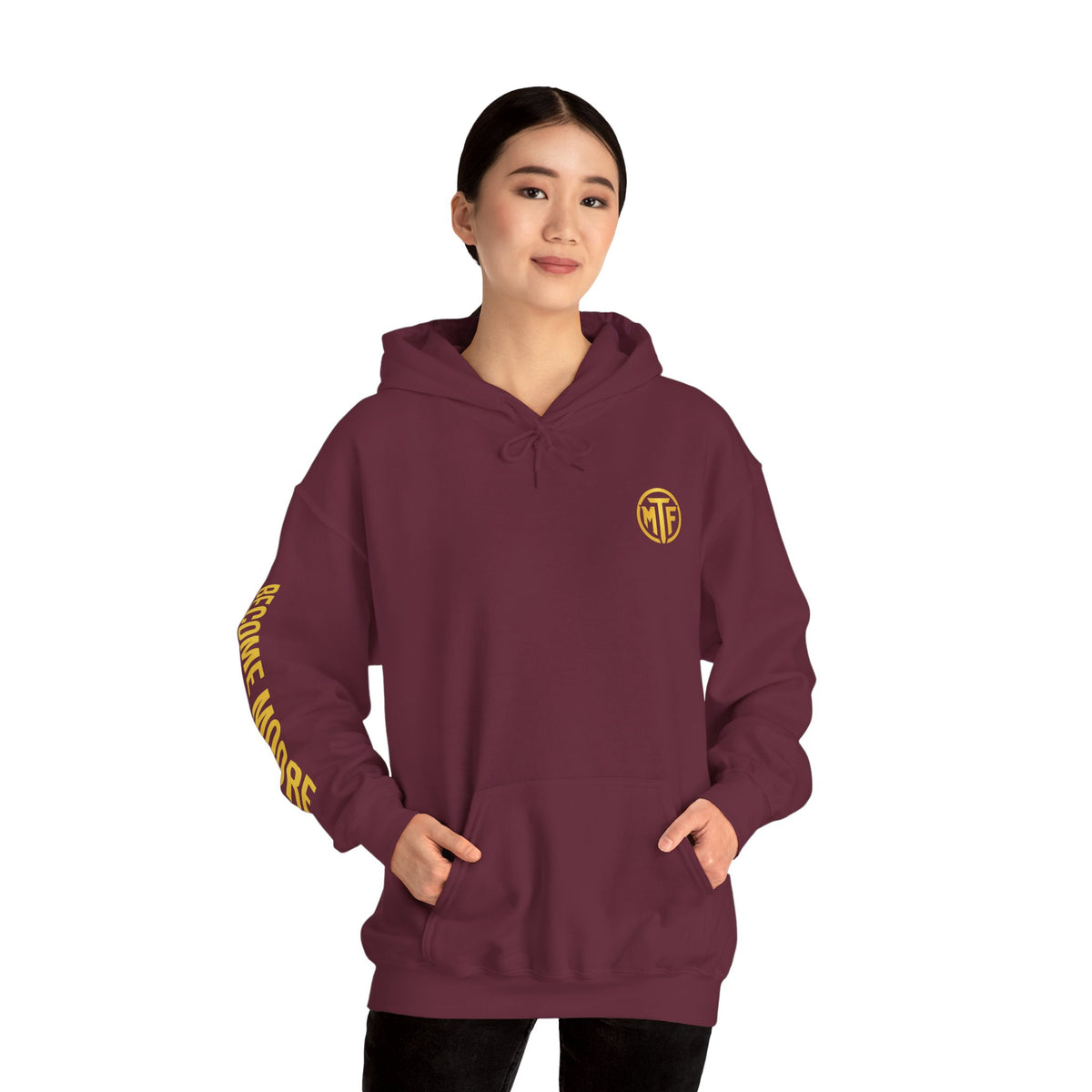 Signature Moore Than Fitness Logo Hoodie — "Become Moore" Sleeve Pullover
