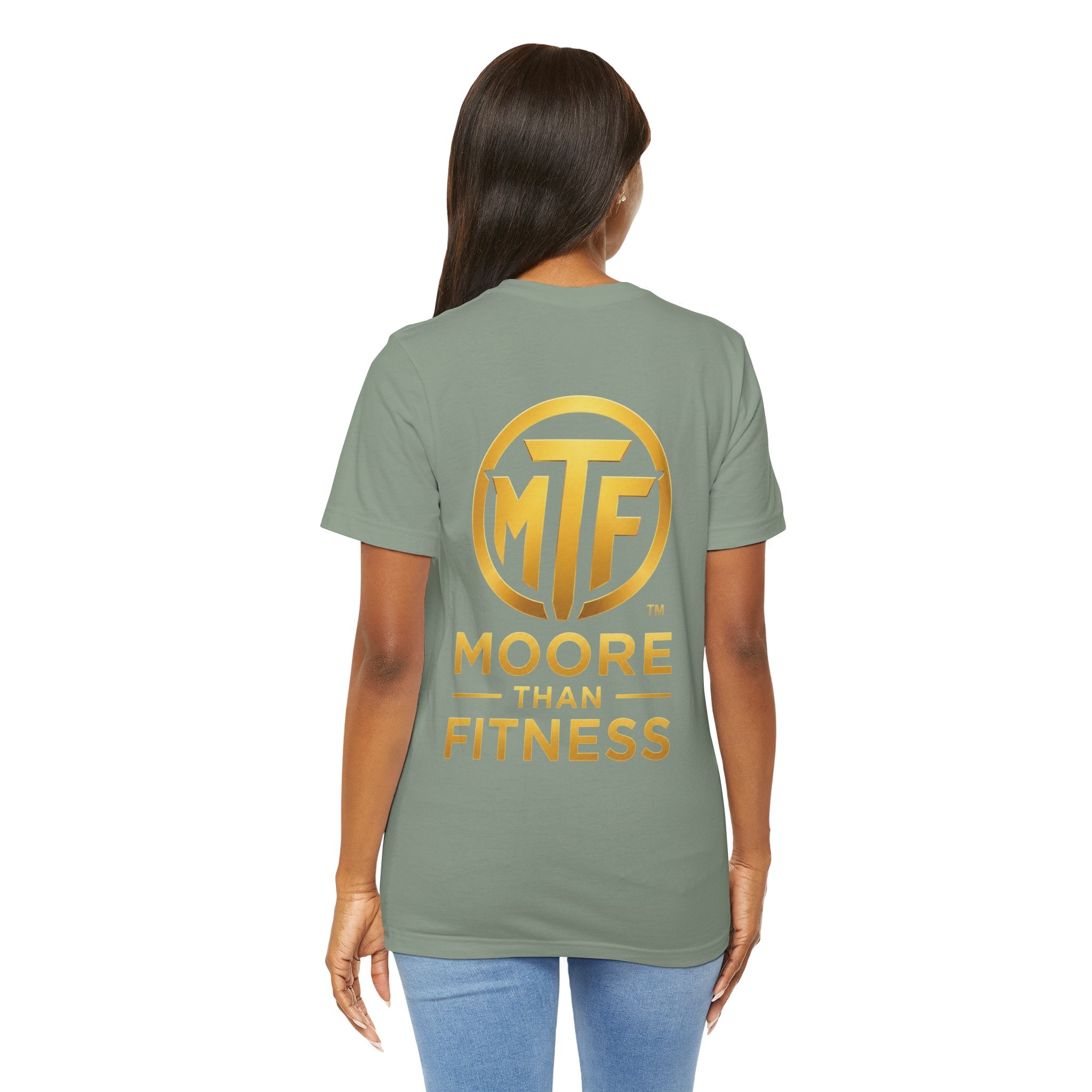 Moore Than Fitness Tee – Gold Logo Short Sleeve Shirt