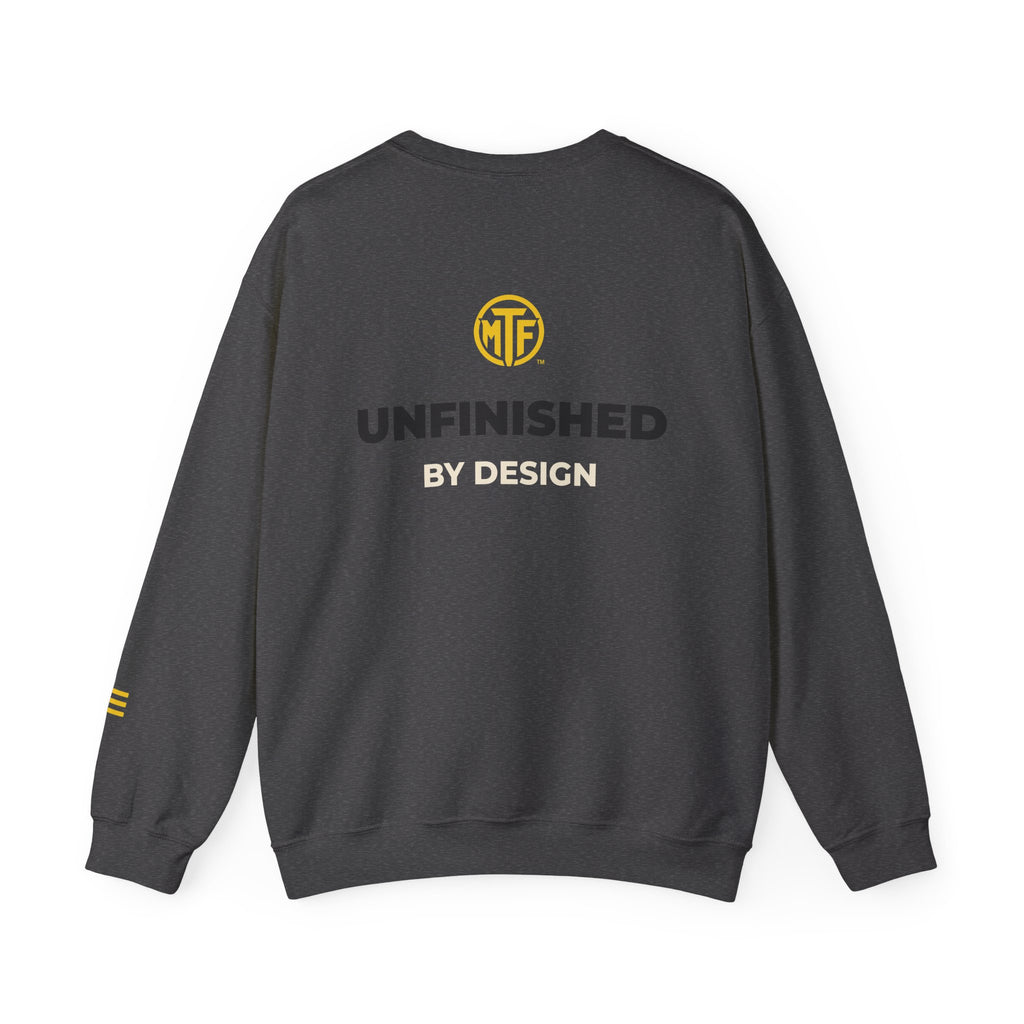 Crewneck Sweatshirt — "Unfinished by Design" Minimal Logo Pullover