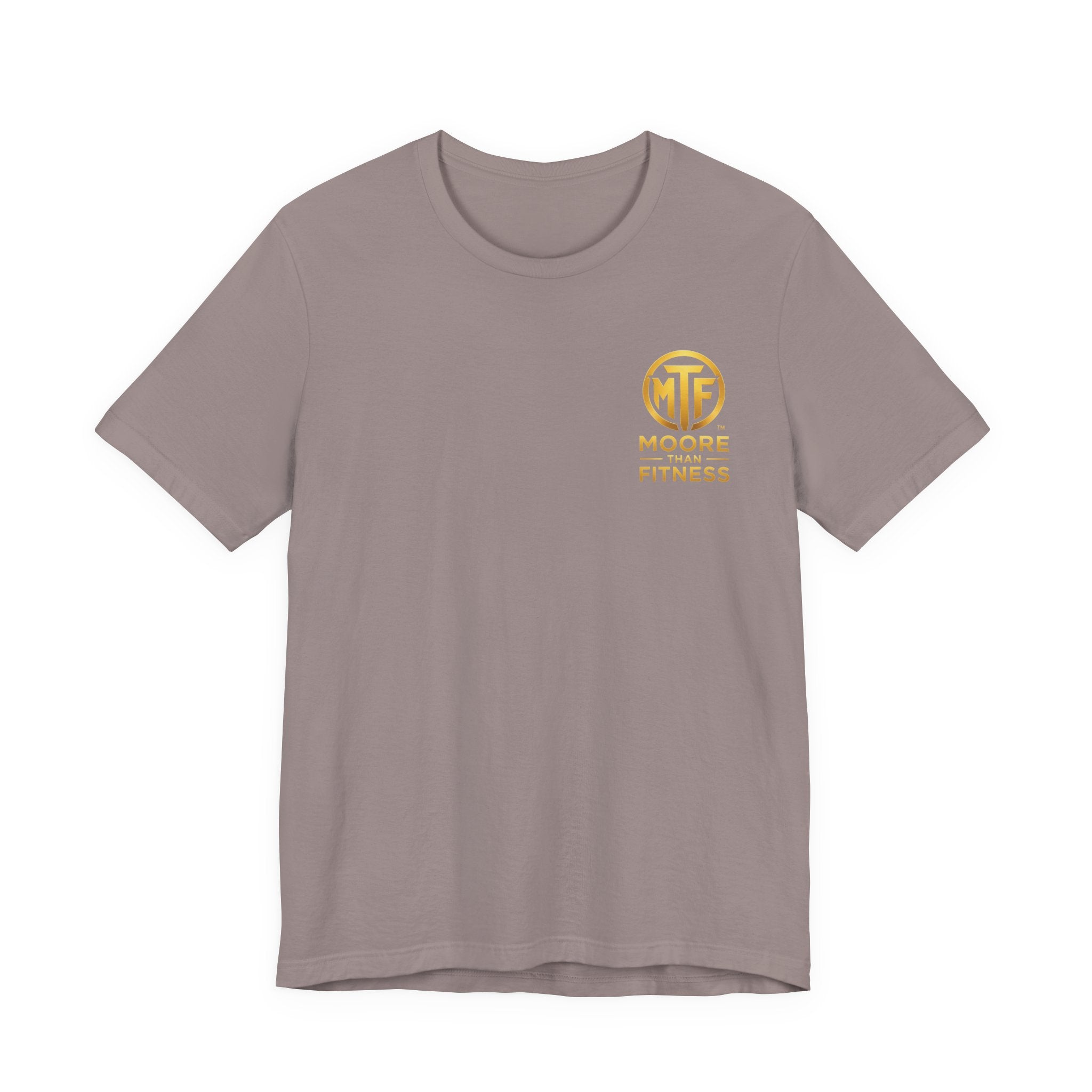 Moore Than Fitness Tee – Gold Logo Short Sleeve Shirt