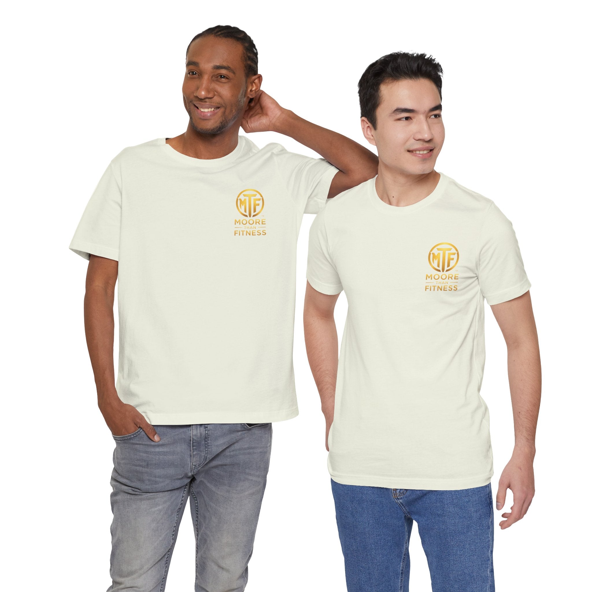 Moore Than Fitness Tee – Gold Logo Short Sleeve Shirt