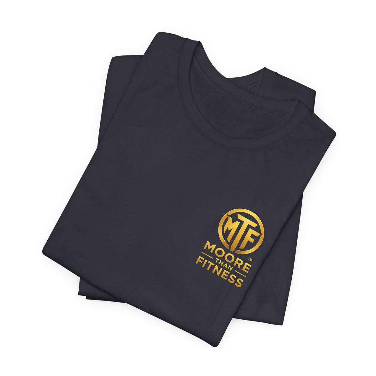Moore Than Fitness Tee – Gold Logo Short Sleeve Shirt