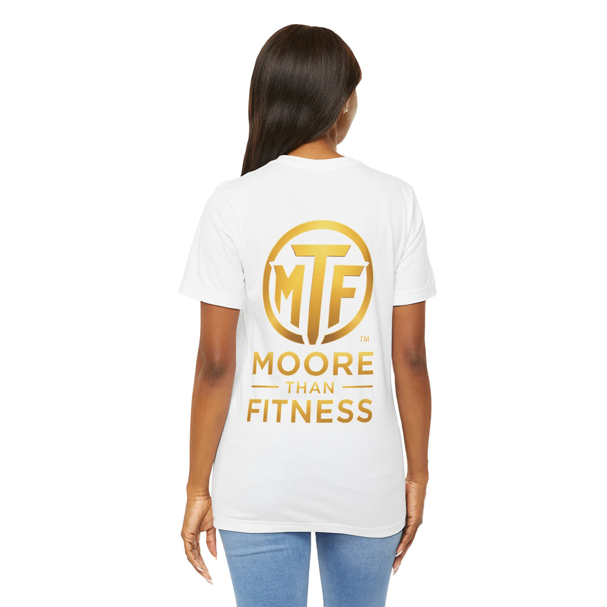 Moore Than Fitness Tee – Gold Logo Short Sleeve Shirt