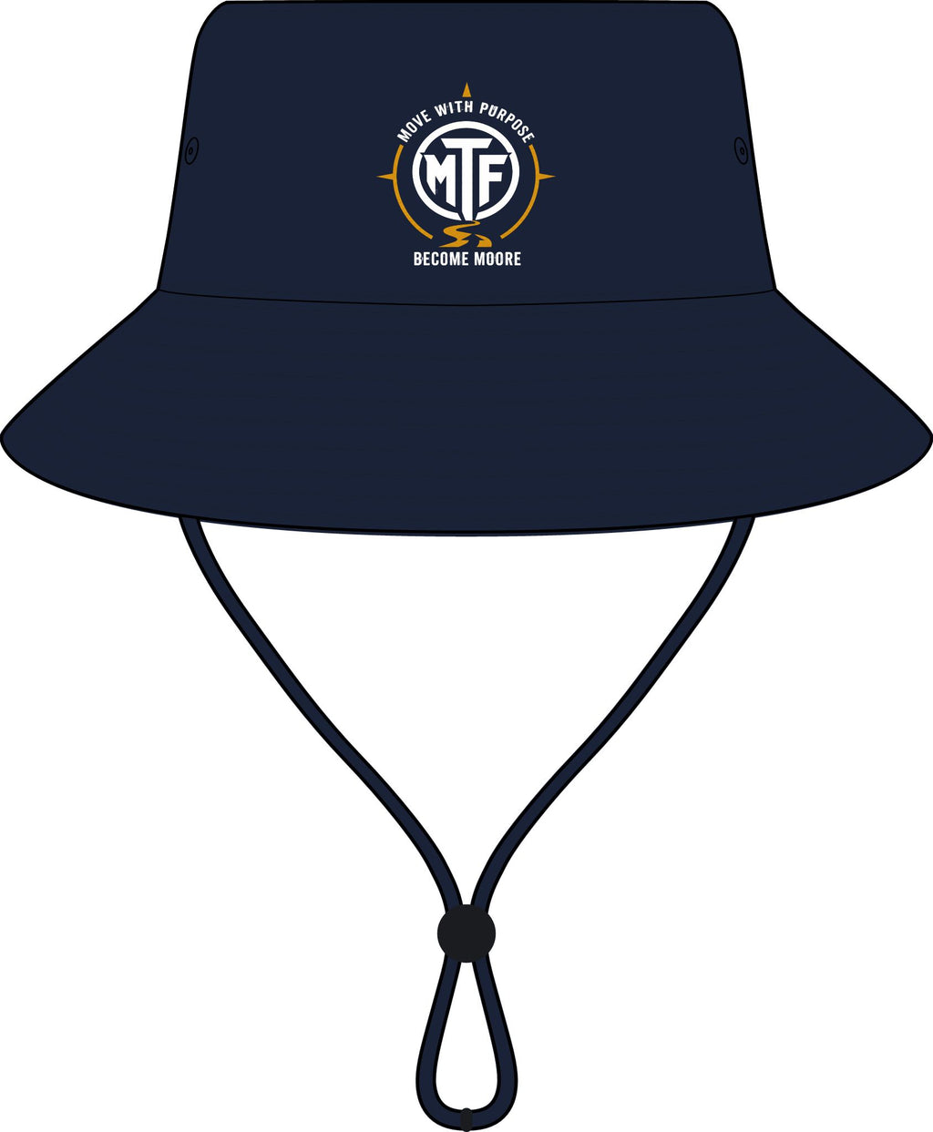 MTF Logo Wide Brim Bucket Hat — Outdoor Sun Fishing Boonie Hat with Chin Strap